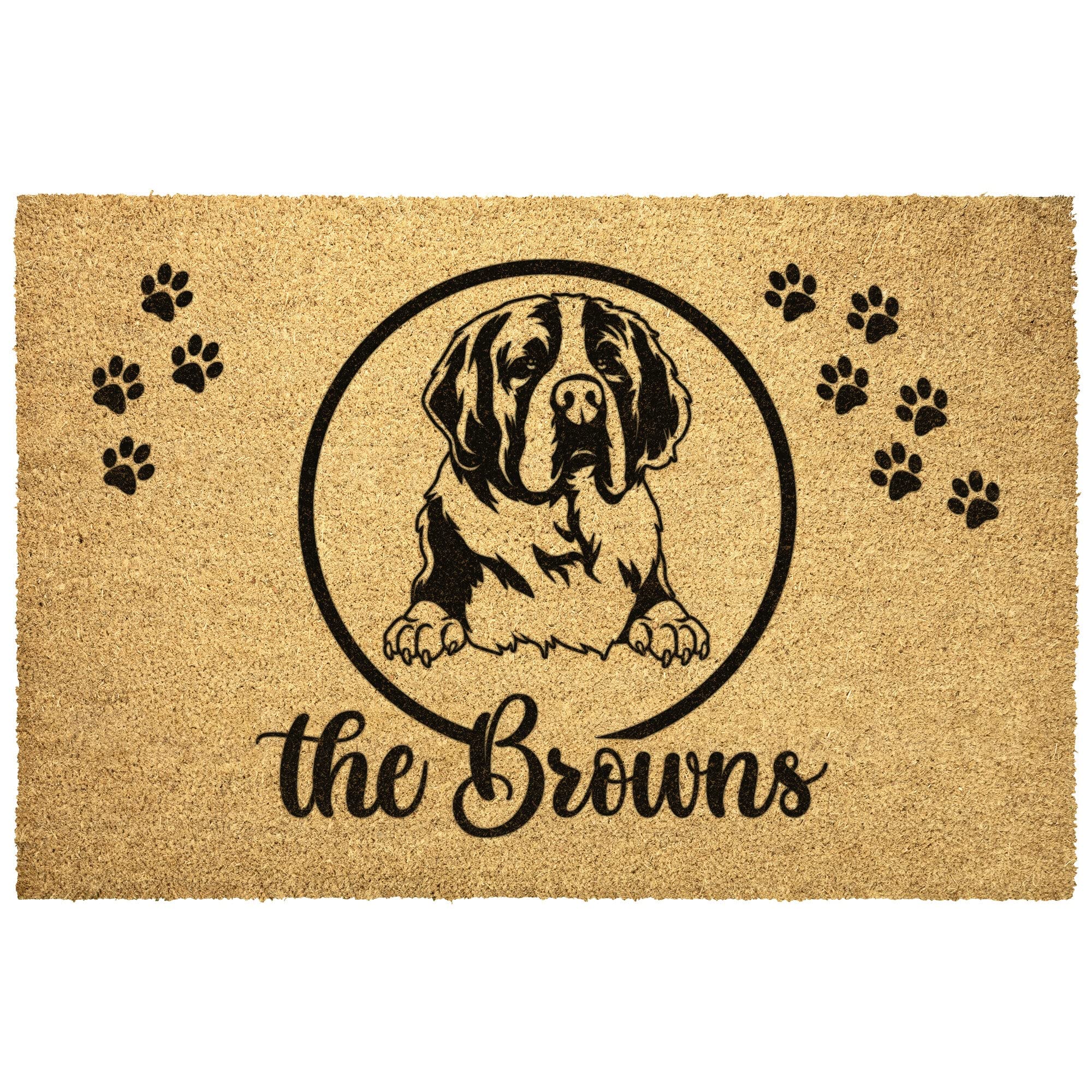 Custom Saint Bernard Dog Doormat - Personalized Welcome Mat for Dog Lovers, Pet Owners & Dog Parents - Outdoor Entryway Rug with Portrait Art (24x16 Inches) - Perfect Gift for Dog Moms & Dads, Great for Front Door, Porch or Patio Decor