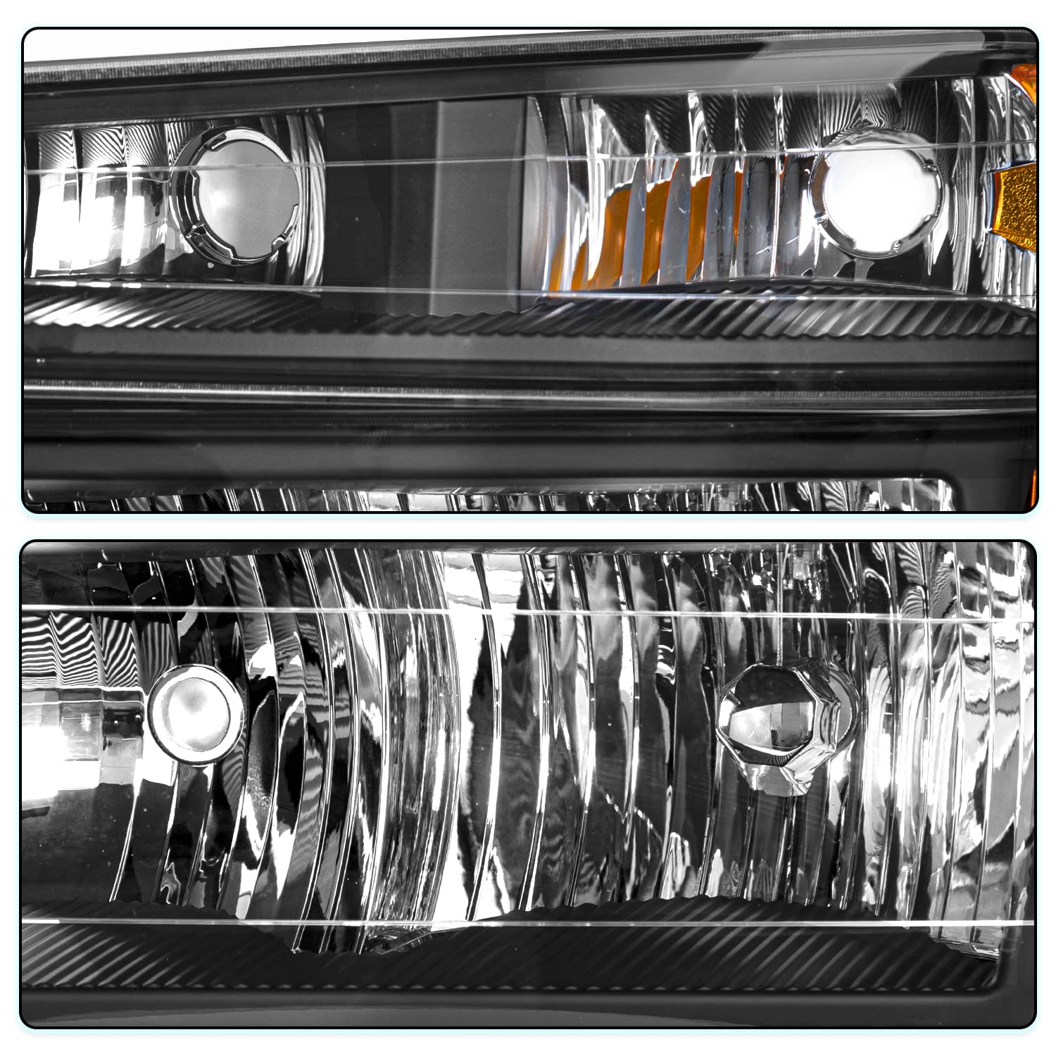 4PCS Headlight Assembly Replacement Kit for 2004-2012 Chevy Colorado/GMC Canyon & 2006-2008 Isuzu I-Series - Includes Bumper Lights & Bulbs (Driver & Passenger Side) - Perfect for Night Driving & Off-Road Adventures