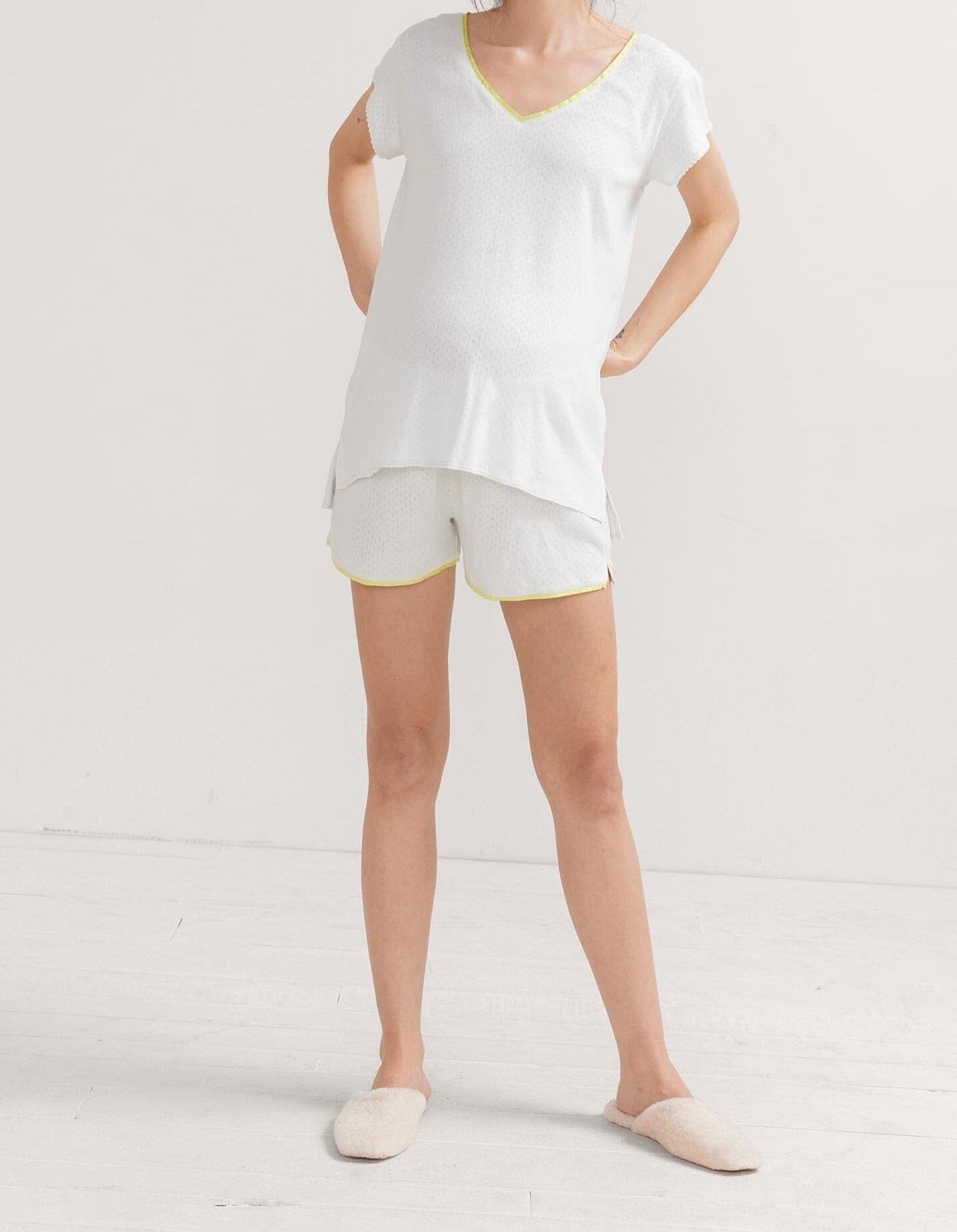 Soft and Breathable Pointelle Short Pajama Set for Women - Perfect for Summer Nights, Lounging, and Travel
