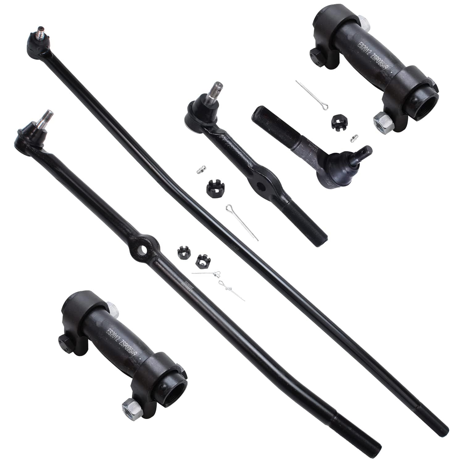 Detroit Axle 4WD Front 6-Piece Tie Rods Kit for 1994-1997 Dodge Ram 2500 3500 - 4 Inner & Outer Tie Rods with 2 Adjustment Sleeves (1995 1996 Replacement) | Heavy-Duty Steering System Upgrade for Off-Roading & Towing