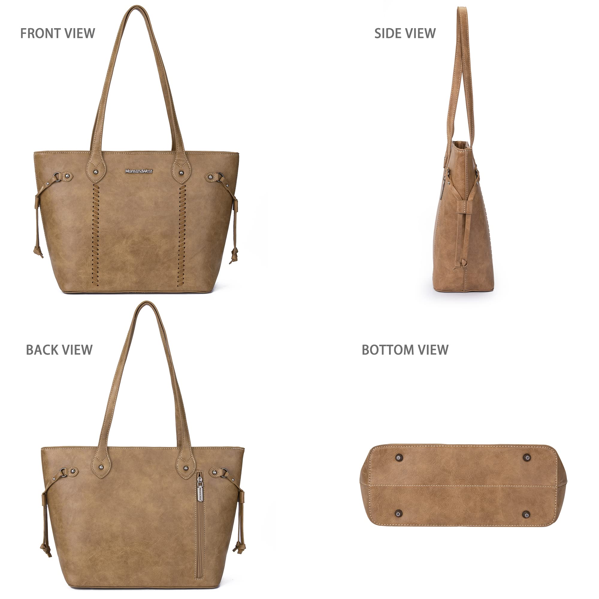 Montana West Large Tote Bags for Women - Stylish Woven Leather Purse with Secure Zipper Closure | Perfect for Work, Travel & Everyday Use