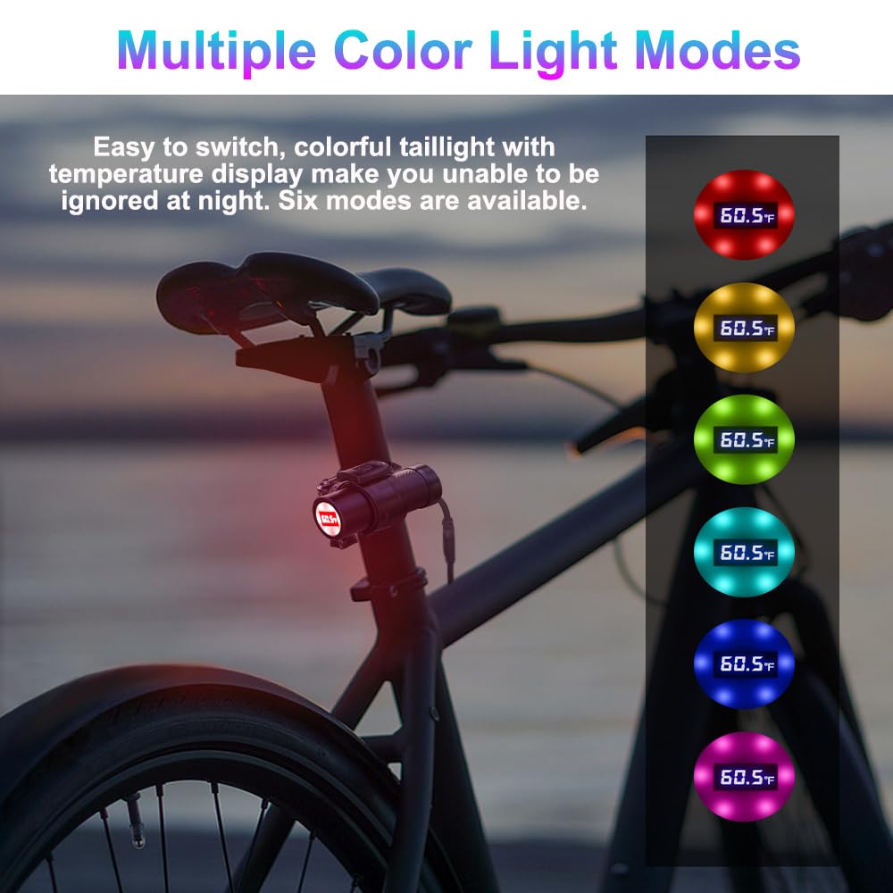 VSYSTO 2K WiFi Bike Camera with Temperature Display & Taillight - 170° Wide Angle Night Vision, Waterproof Action Camera for Motorcycle, Bicycle Helmet & Dash Cam - Perfect for Cycling, Commuting & Adventure Recording