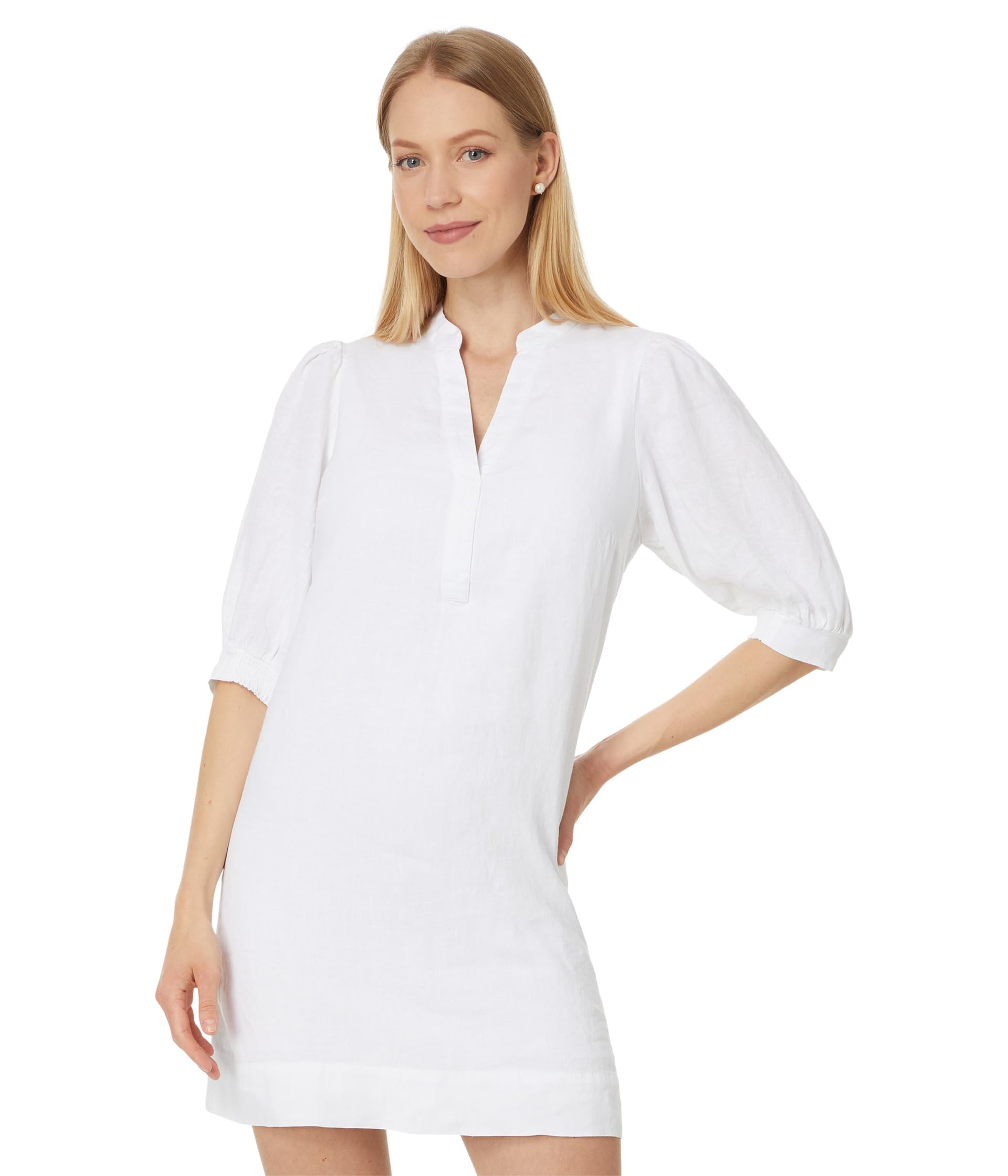 Lilly Pulitzer Women's Mialeigh Elbow Sleeve Linen Top - Casual Summer Blouse for Beach, Vacation & Outdoor Activities