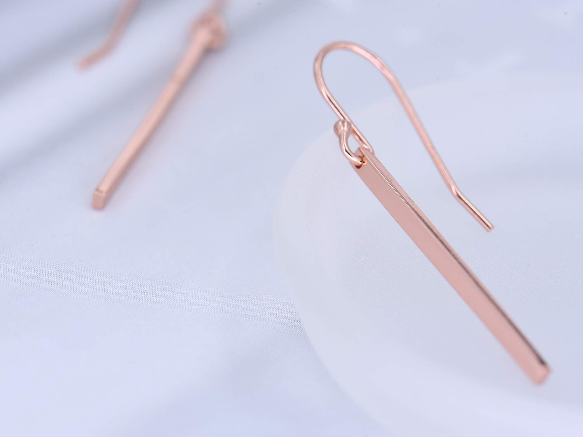 18K Gold Plated Sterling Silver Bar Drop Earrings for Women - Elegant Minimalist Dangle Earrings for Party, Wedding & Everyday Wear