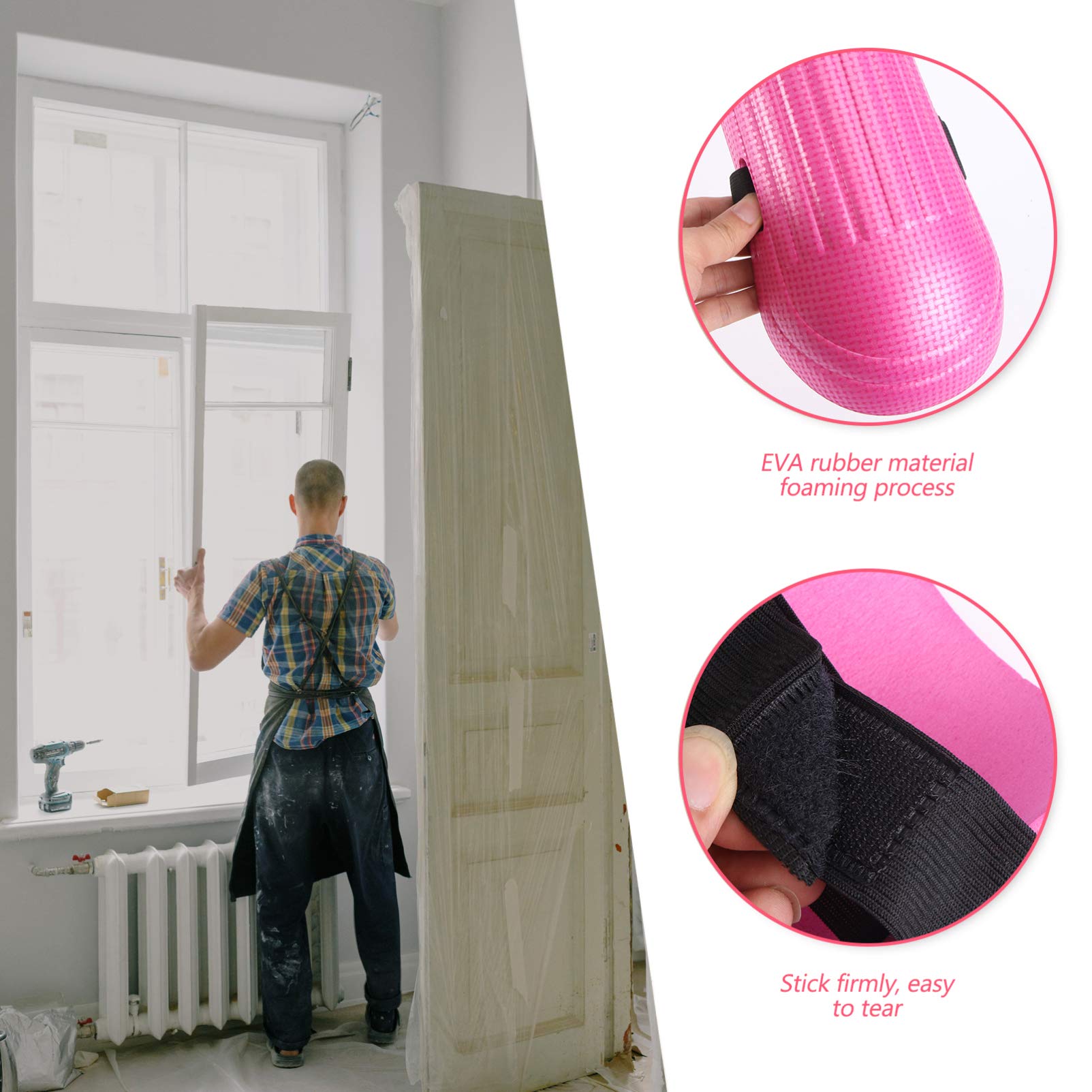 DOITOOL Floor Cleaning Kit with 2 Pairs EVA Foam Knee Pads - Heavy Duty Tile, Construction & Gardening Knee Protection - Non-Slip Cushion for Floor Installation, Maintenance & Cleaning Work