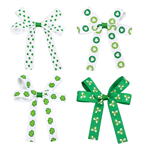 Lurrose 4pcs Green Shamrock Hair Clips - Irish Party Hair Barrettes for Women & Girls, St. Patrick's Day Hair Accessories, Alligator Clips for Festive Events, Weddings, and Daily Wear