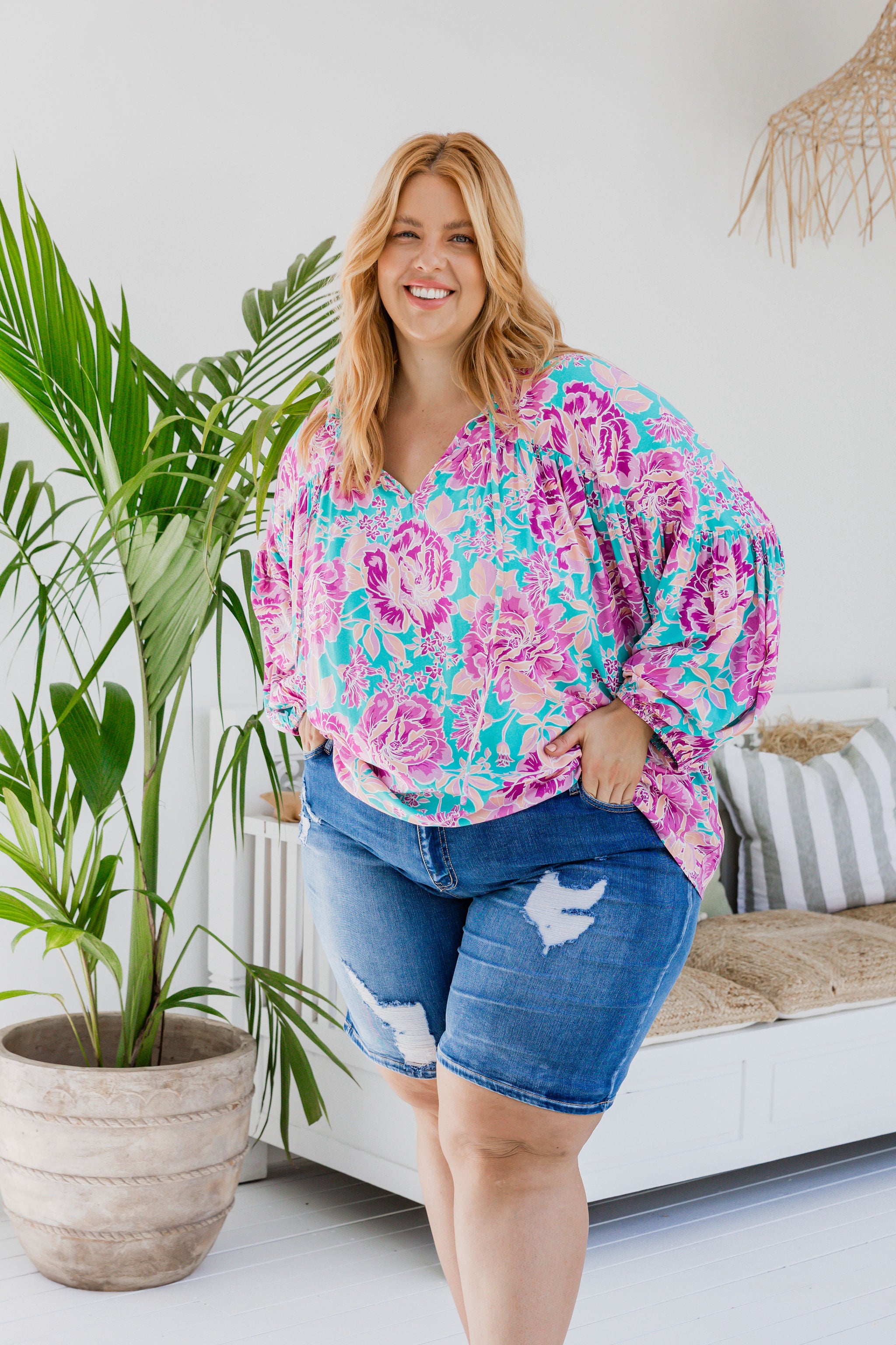 Amira Blouse in Destiny Print - Stylish Floral Women's Top for Casual Wear & Office Outfits