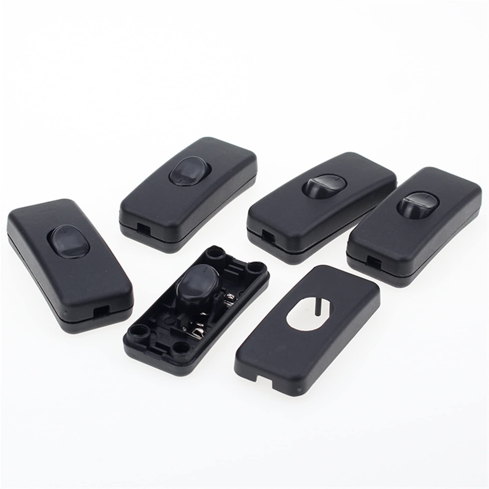 HYCYYFC Rocker Switch 5-Pack - ON/Off Inline Power Switch Black for Table Lamps & Desk Lights - 110-250V AC - Easy Installation for Home, Office & Workshop Lighting