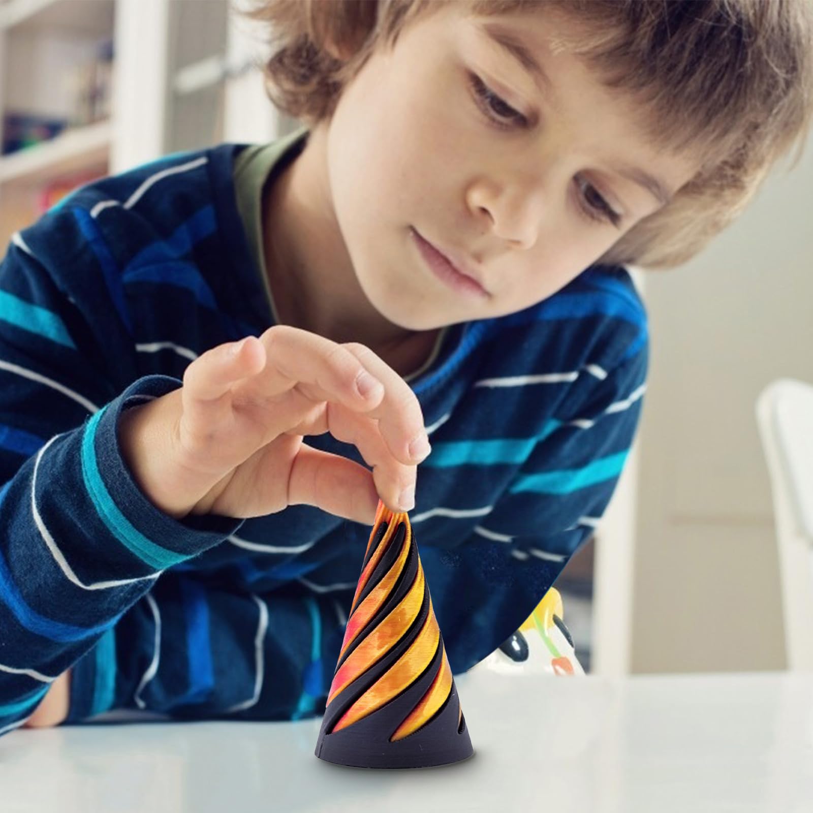 Impossible Pyramid Passthrough Toy - Helix Nut Spiral Cone Fidget Toy for Stress Relief | Mini Vortex Thread Illusion Puzzle | Desk Decor for Office & Home | Unique Gift Idea for Adults & Kids (2pcs) - Perfect for Anxiety Relief, Focus Enhancement and Creative Play