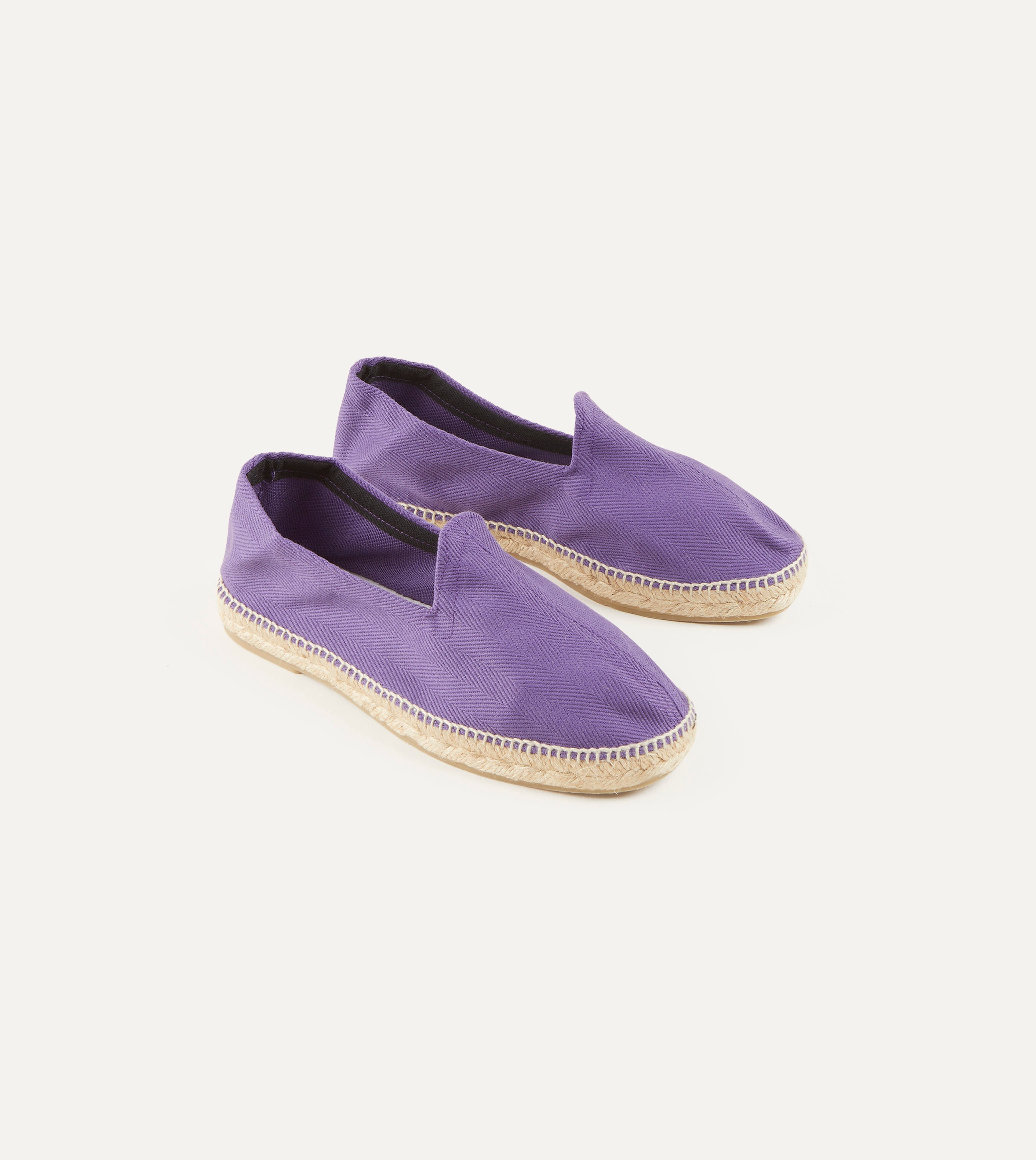 Stylish Purple Herringbone Cotton Espadrilles for Women - Comfortable Summer Slip-On Shoes for Beach, Vacation & Casual Outings