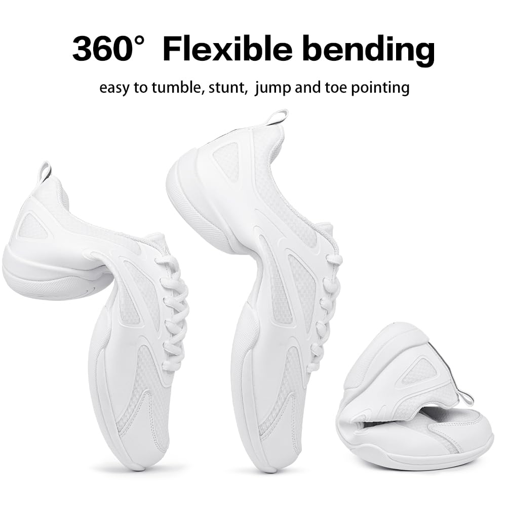 CADIDL Women's White Cheerleading Shoes - Lightweight Dance Shoes for Cheer, Pom, Dance Team & Gymnastics - Perfect for Competitions, Performances & Practice