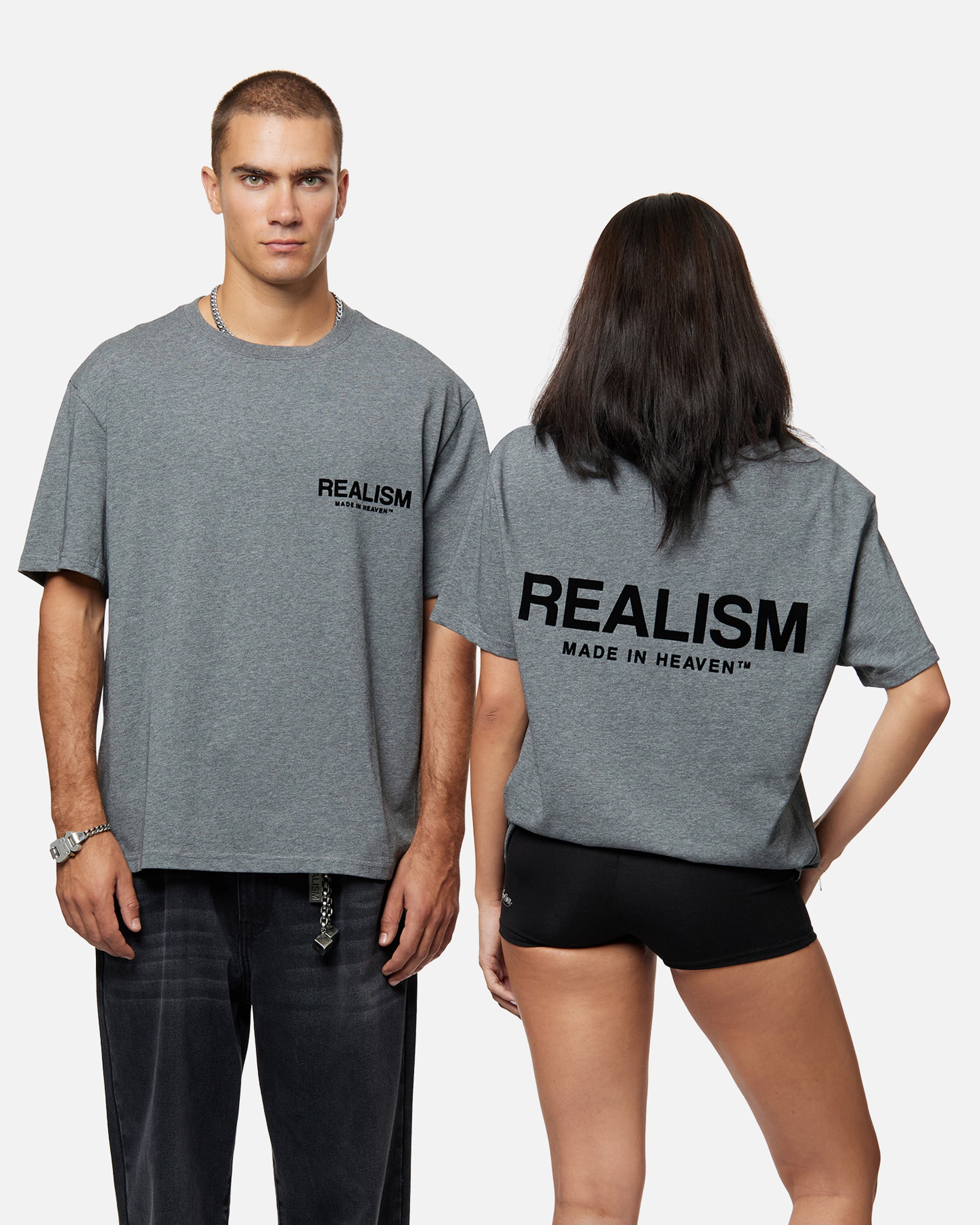SSS Realism Heaven Logo Tee - Dark Heather Graphic T-Shirt for Men & Women | Streetwear Fashion, Casual Wear, Everyday Outfit