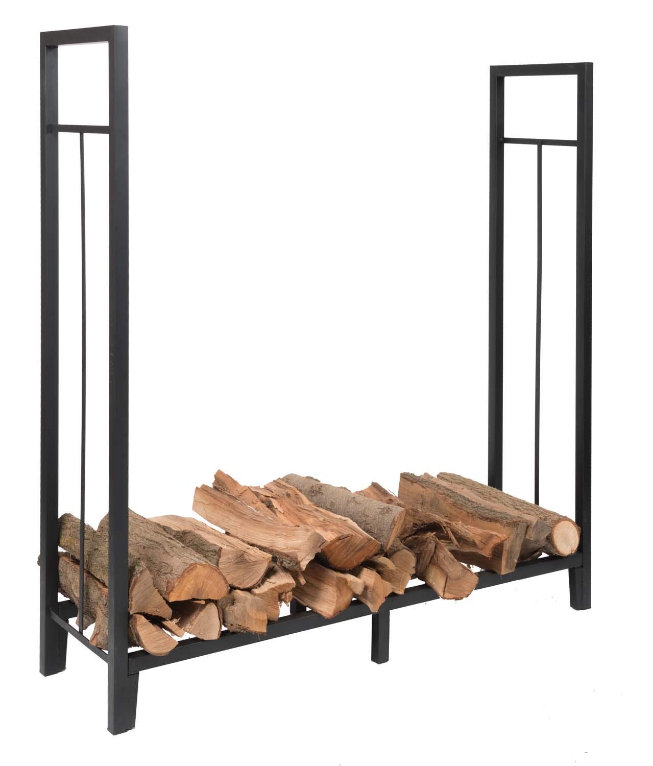 Dagan Black Steel Log Holder - Heavy Duty Firewood Rack for Indoor & Outdoor Use - Rust-Resistant Fireplace Accessory for Home, Patio, and Camping