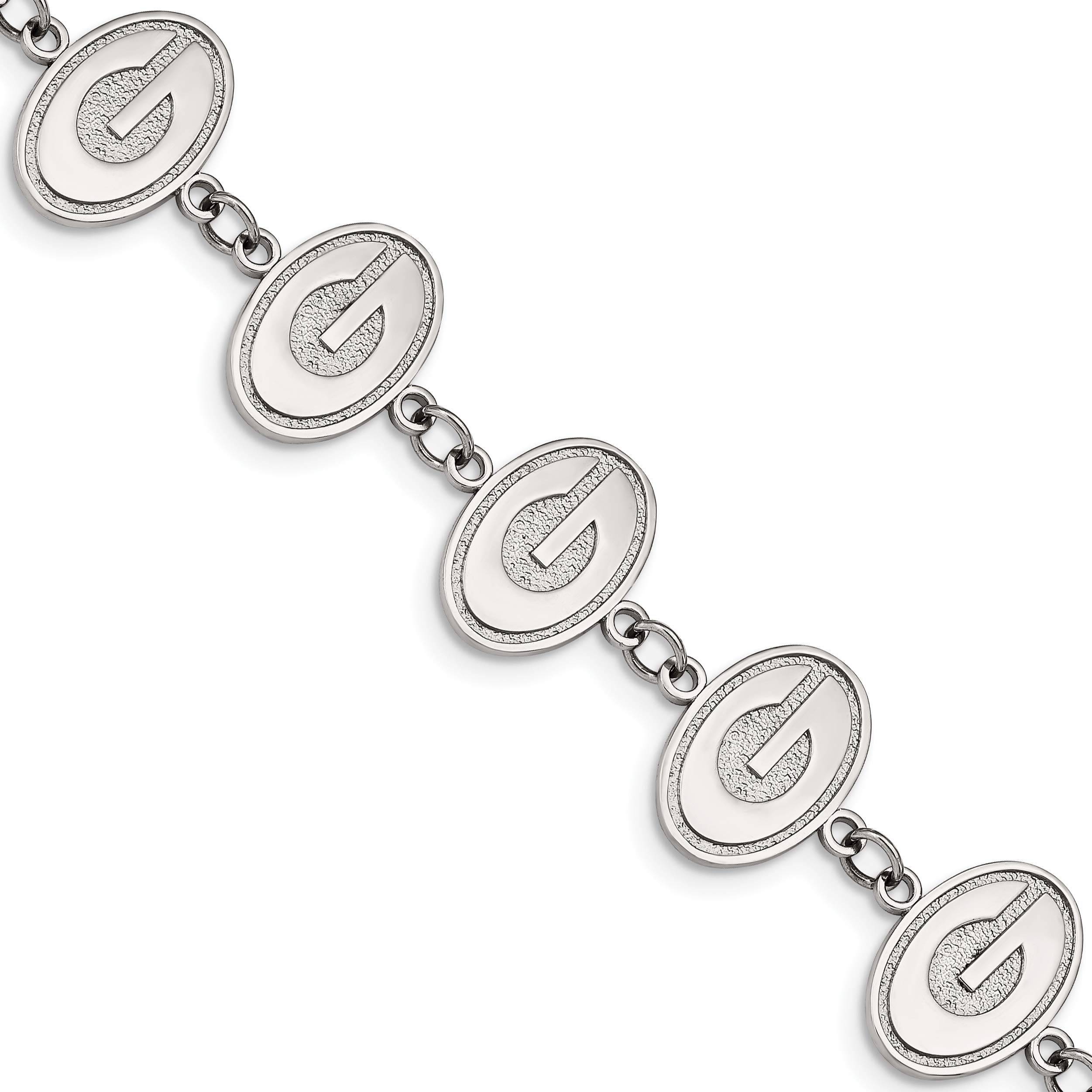 University of Georgia Bulldogs Stainless Steel Letter Link Bracelet - 18.9mm x 7.8 Inch Adjustable School Spirit Jewelry for Game Day, Graduation & Alumni Pride