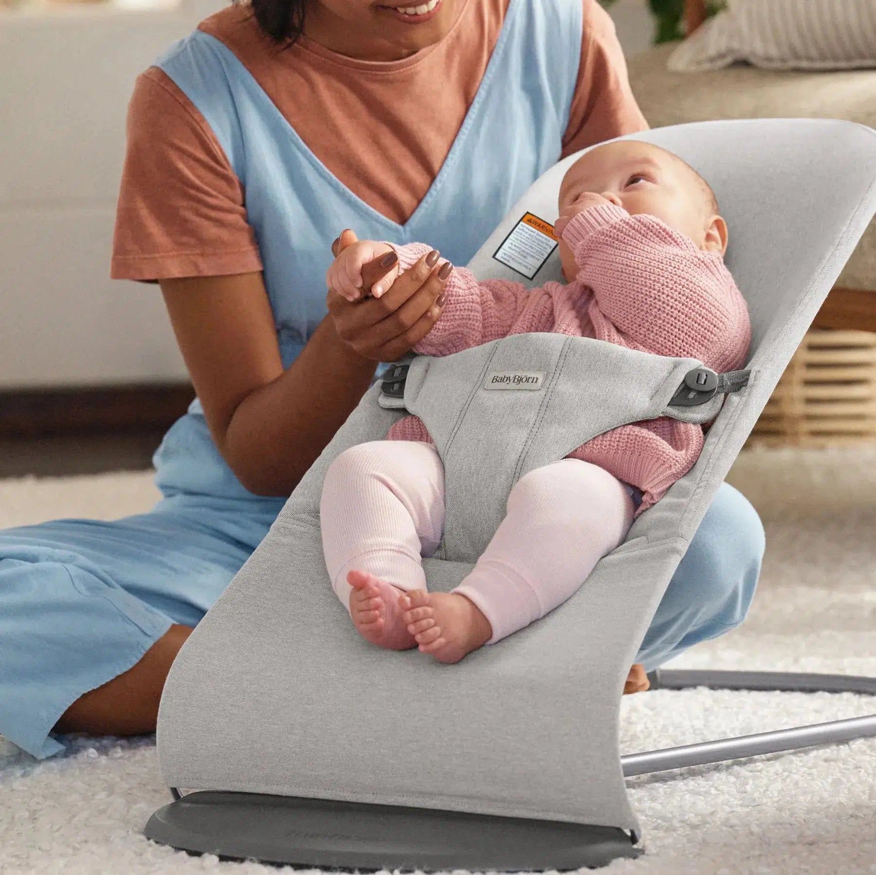 Baby Bjorn Bouncer Bliss Melange - Light Grey Baby Bouncer & Rocker | Ergonomic Design for Newborns to Toddlers | Perfect for Nursery, Playtime & Soothing