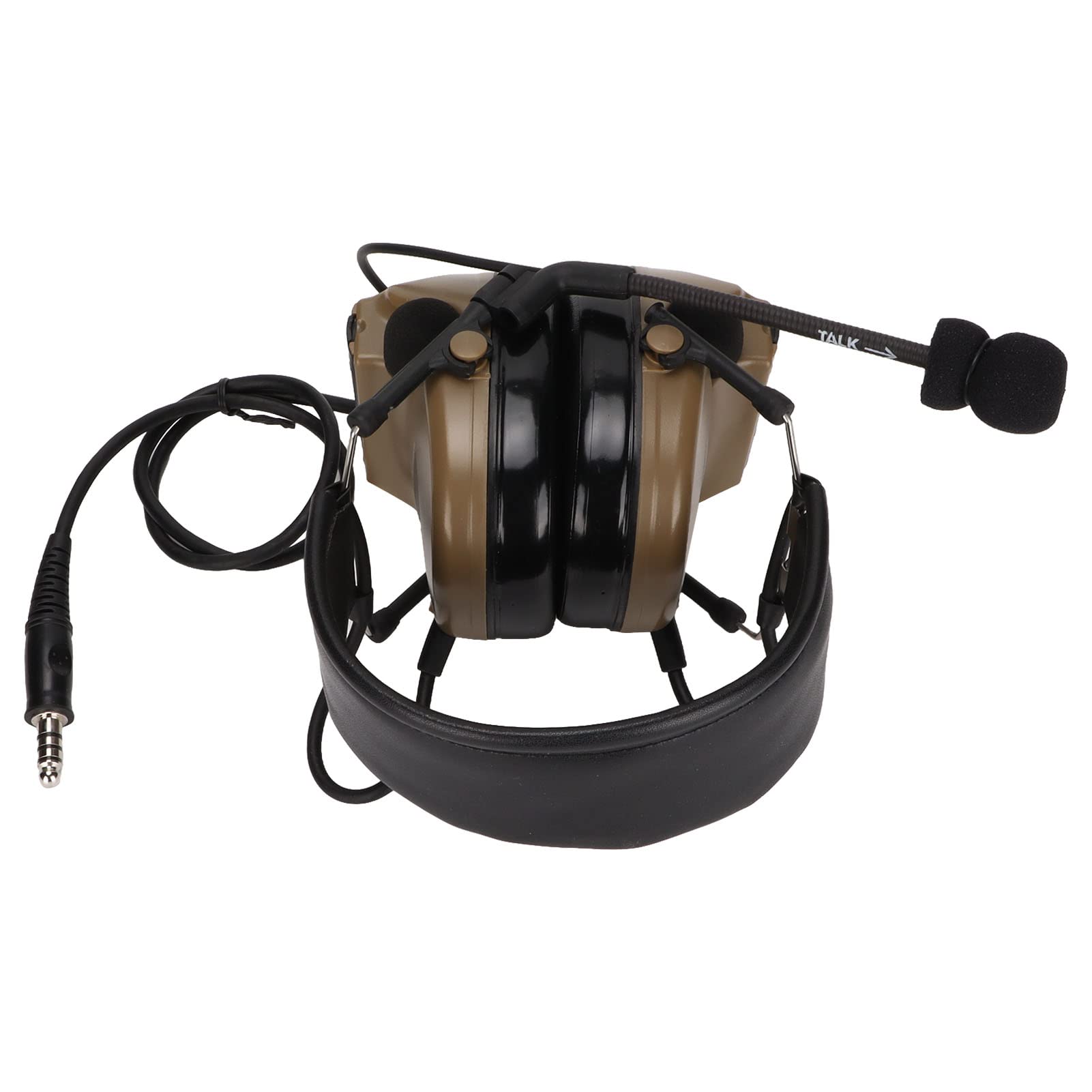 Military Headset with Noise Reduction & Dustproof Chip - Electronic Pickups for GP-340 & GP338 Radios (Brown) - Ideal for Tactical Operations, Security & Outdoor Adventures