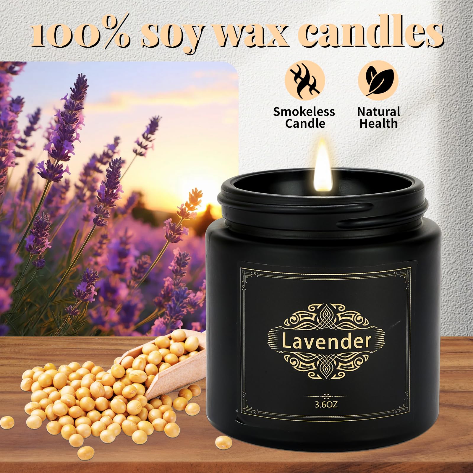 Premium 6-Pack Scented Soy Candle Gift Set for Men - Lavender, Oak, Sandalwood, Smoked Vanilla, Leather & Freesia Aromas | Home Fragrance, Relaxation & Romantic Gifts for Christmas, Birthday, Anniversary | Perfect for Living Room, Bedroom, Office & Spa Decor