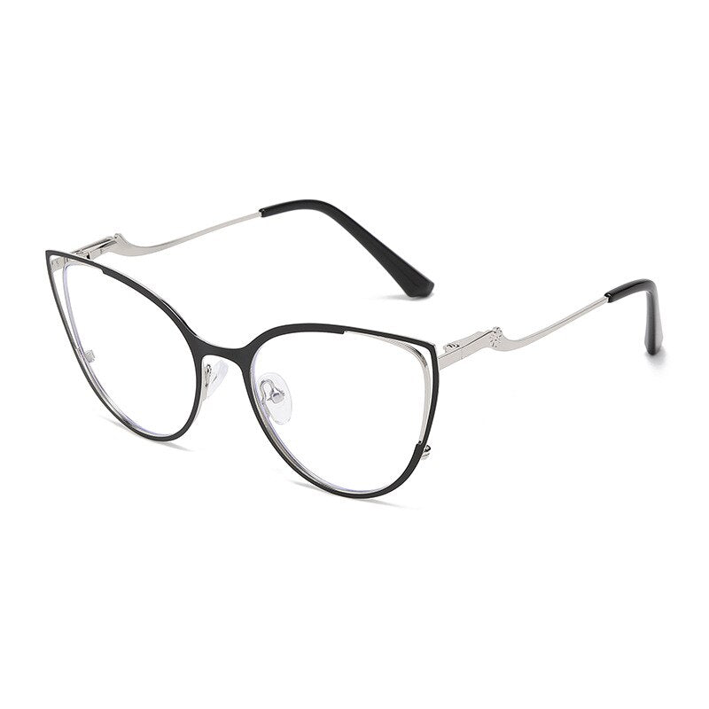 CCspace Women's Full Rim Square Cat Eye Stainless Steel Eyeglasses Frame 53150 - Trendy Retro Glasses for Work, Reading & Fashion Accessories
