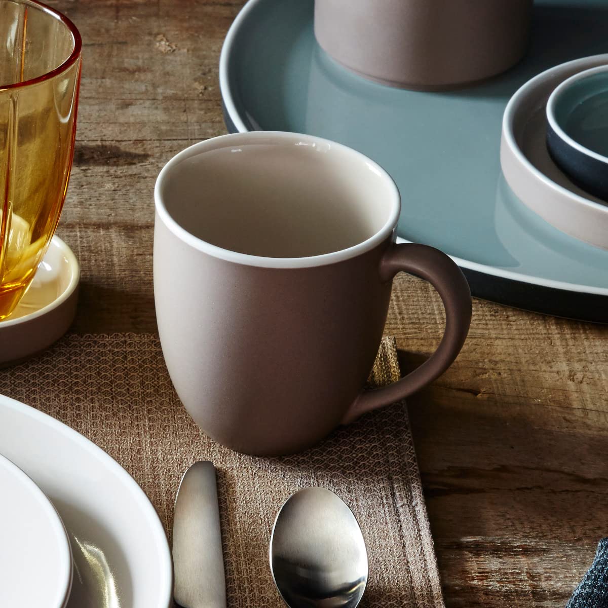 Noritake ColorTrio Clay 4-Piece Dinner Plate Set - Brown/Clay/White Coupe Style for Modern Dining | Elegant Tableware for Restaurants, Weddings & Everyday Use