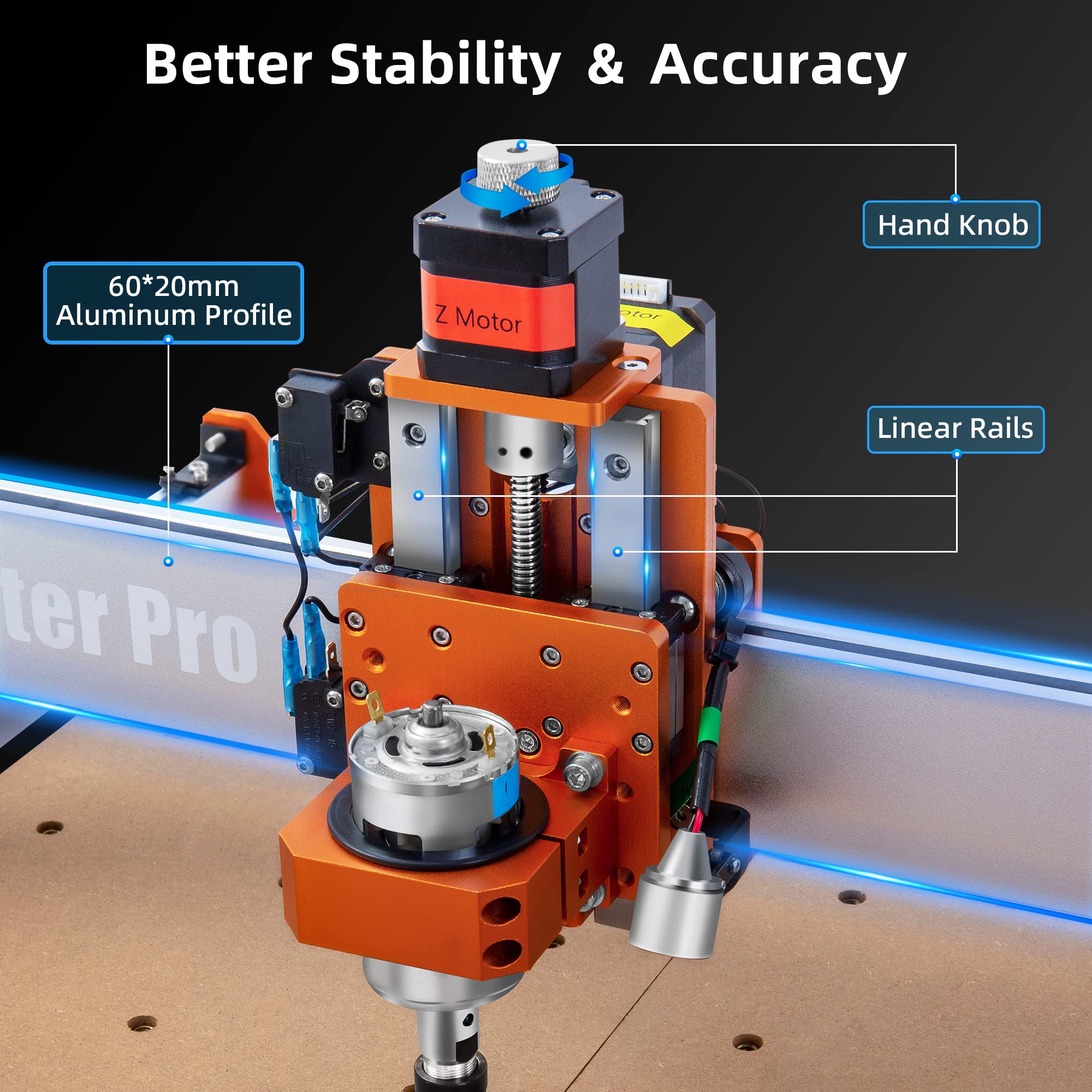 FoxAlien Masuter Pro 3-Axis CNC Router Machine with 2.4 Inch Touchscreen Offline Controller - Perfect for Woodworking, Metal Engraving & DIY Projects