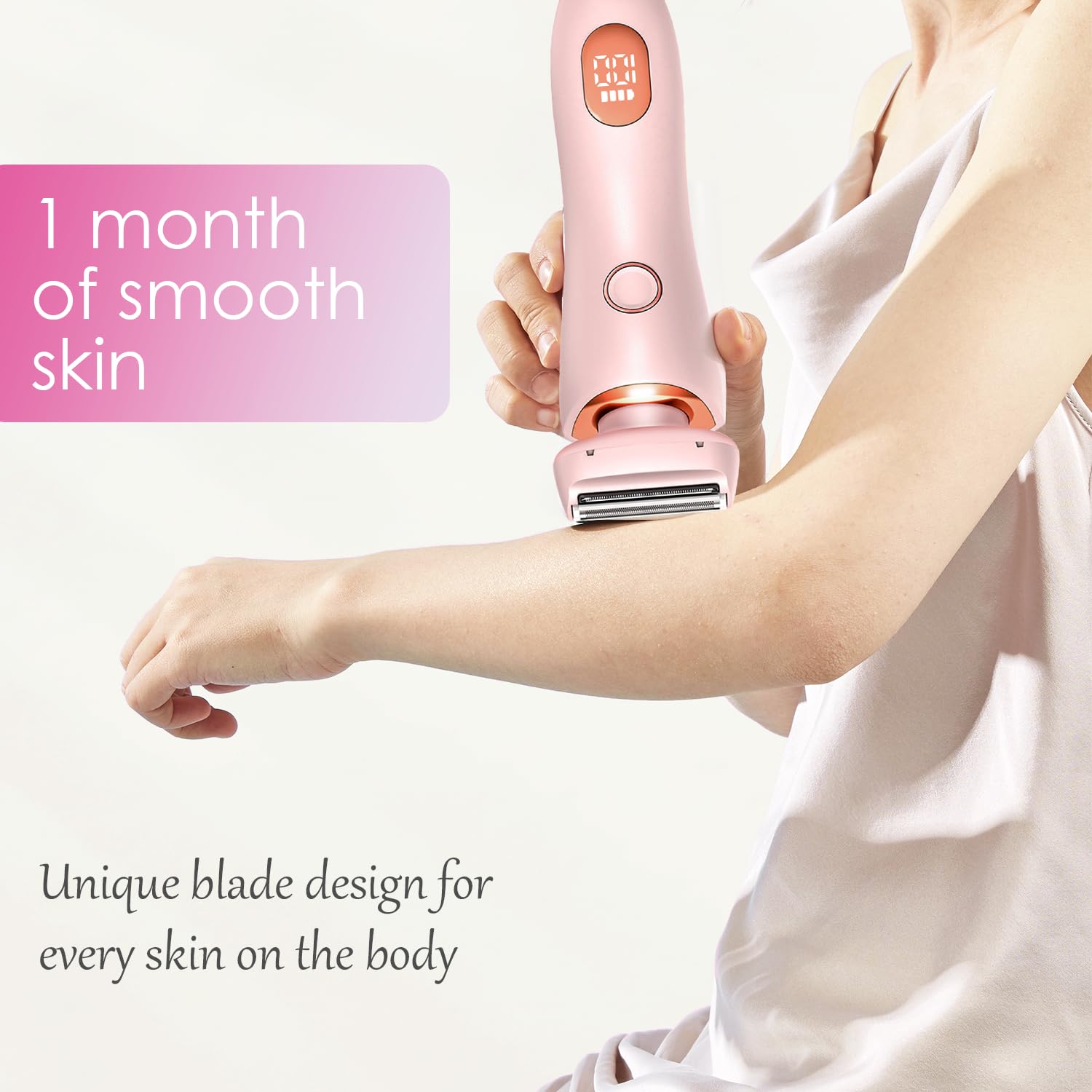 Livora Electric Shaver for Women - Rechargeable Wet/Dry Bikini Trimmer & Body Hair Remover for Legs, Underarms, Pubic Area | Silk Glide Technology | Painless Hair Removal for Smooth Skin | Perfect for Travel, Gym & Everyday Use (Pink)