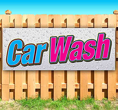 13 oz Heavy-Duty Vinyl Car Wash Banner with Metal Grommets - Waterproof Non-Fabric Sign for Auto Detailing Business & Car Wash Promotion
