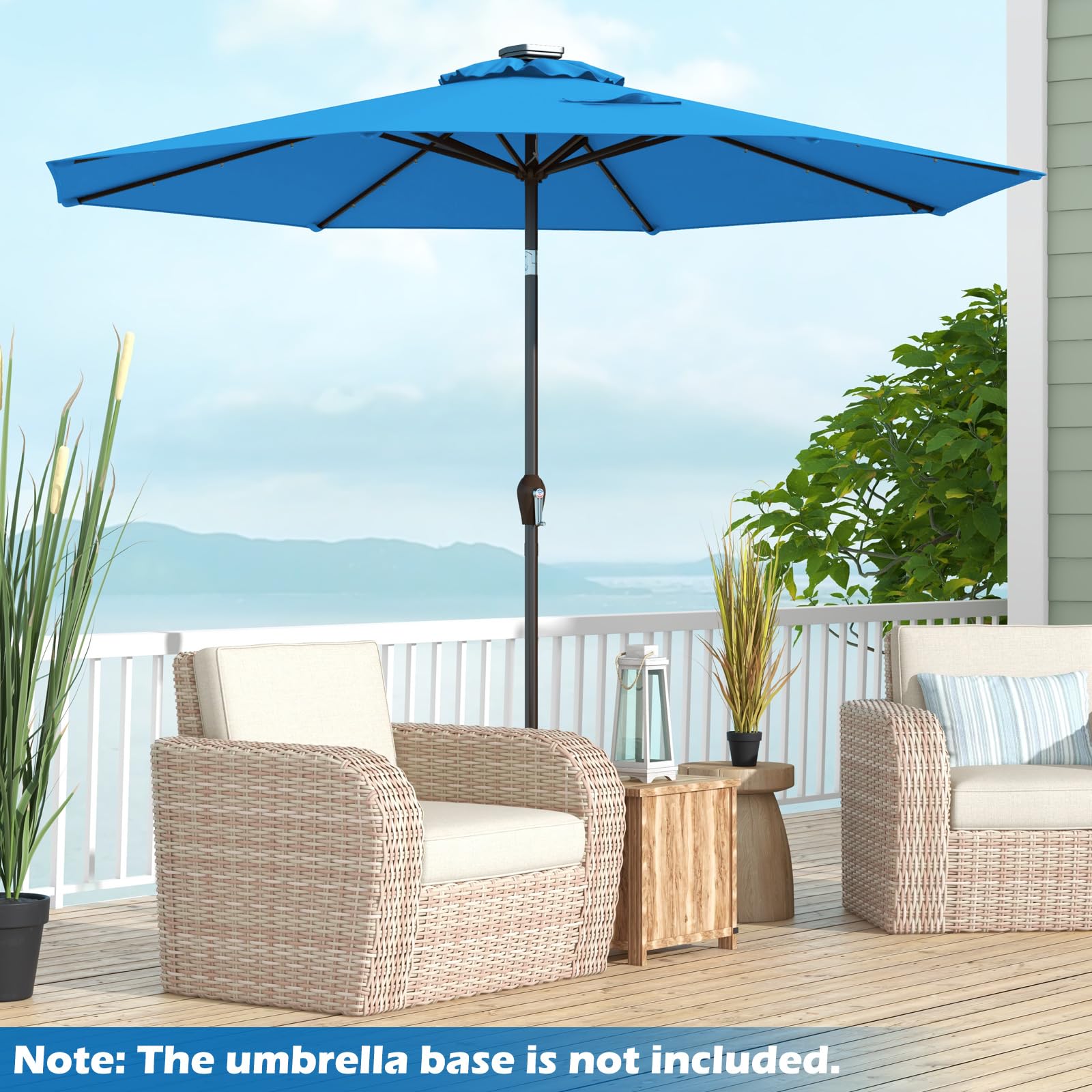 Giantex 9ft/10ft Solar LED Patio Umbrella with Crank & Tilt - Outdoor Market Umbrella for Backyard, Deck, Pool, Beach - Perfect for BBQs, Lounging & Outdoor Dining