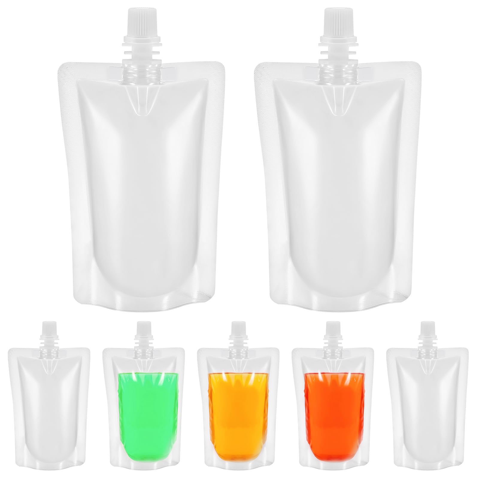 YARNOW 50 Pack 3.5 Oz Plastic Drinking Pouches with Spout - Reusable Leakproof Liquid Bags for Milk, Juice, Tea, Sports Drinks | Perfect for Kids Lunchboxes, Camping, Travel & Outdoor Activities