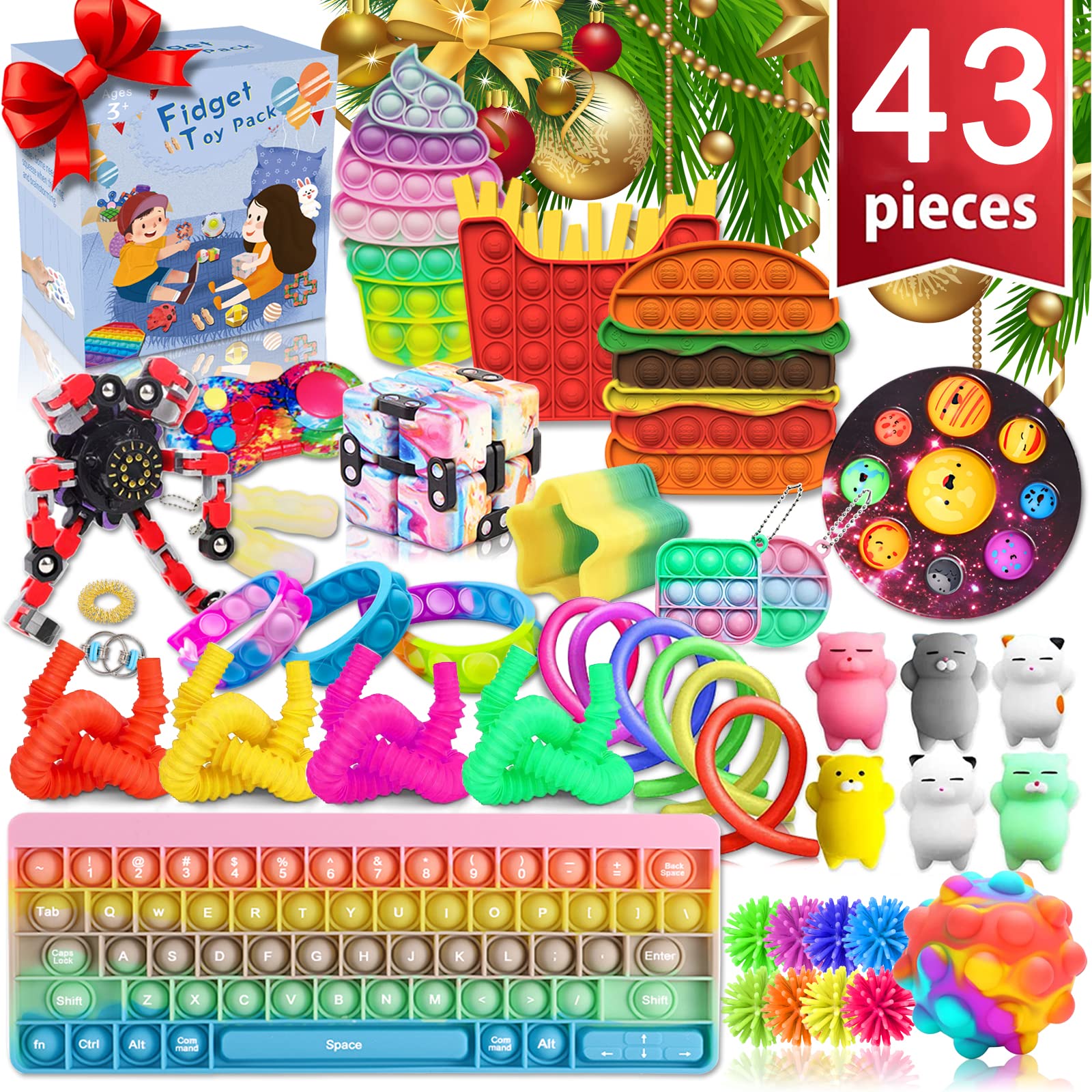 Fidget Toy Set for Kids & Adults - 3 Pack Stress Relief Sensory Toys for Anxiety, ADHD, Autism - Perfect for Party Favors, Classroom Rewards, Pinata Fillers & Office Desk Accessories