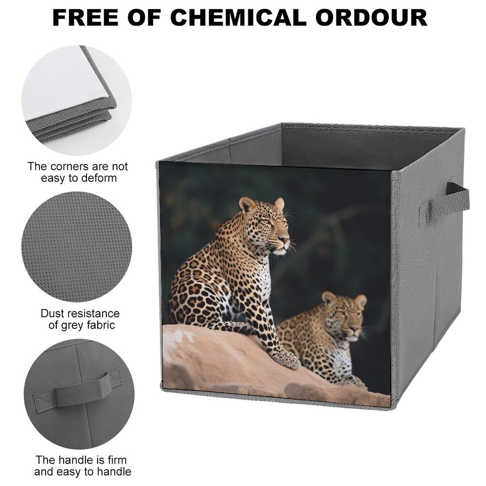 Foldable Storage Box with African Leopard Print - Large Capacity Organizer for Closet, Bedroom & Office | Collapsible Fabric Bin for Home Organization