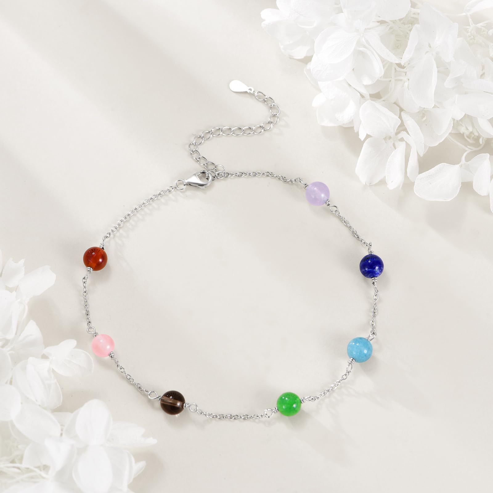 Moonstone Sterling Silver Anklet for Women - Elegant Moon, Star, Daisy & Butterfly Charms | Irish Jewelry for Beach, Yoga & Boho Fashion