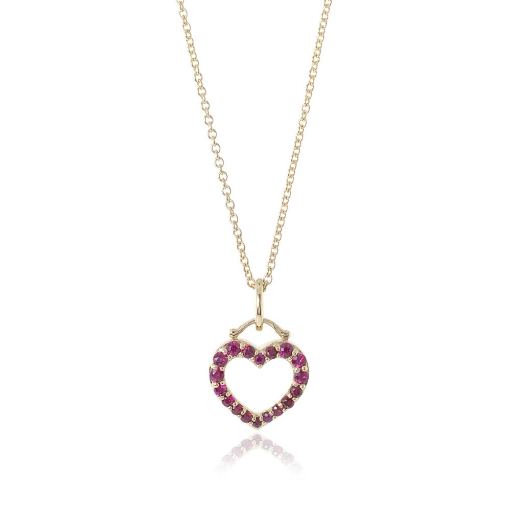 Exquisite Ruby Heart Pendant Necklace - 14K Gold Plated Genuine Gemstone Jewelry for Women - Perfect Gift for Valentine's Day, Anniversary & Romantic Occasions