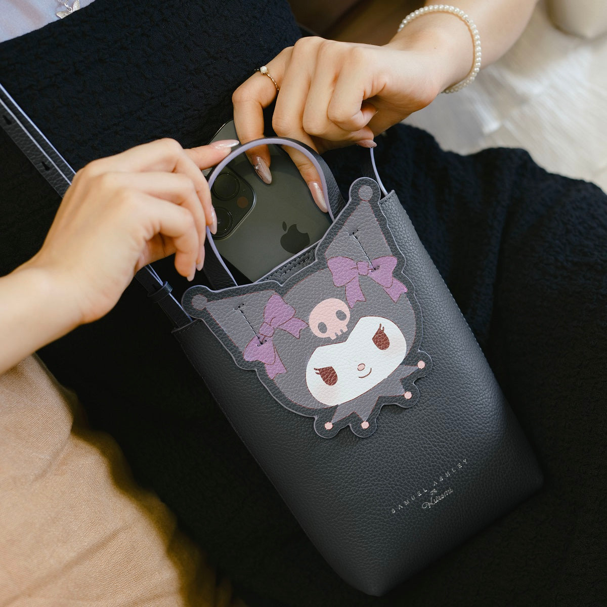 Samuel Ashley x Sanrio Characters Genuine Leather Phone Pouch - Cute Kawaii Wallet Case for iPhone & Android - Perfect for Travel, Work & Everyday Use