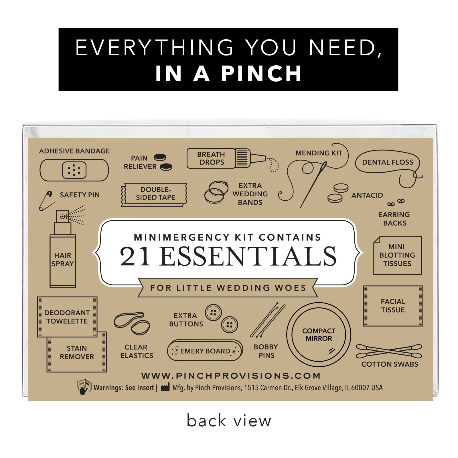 Pinch Provisions Minimergency Kit for Bridesmaids - 21 Essential Wedding Emergency Items | Perfect Bridal Shower Gift & Bridesmaid Proposal Present | Great for Last-Minute Wedding Day Fixes & Travel