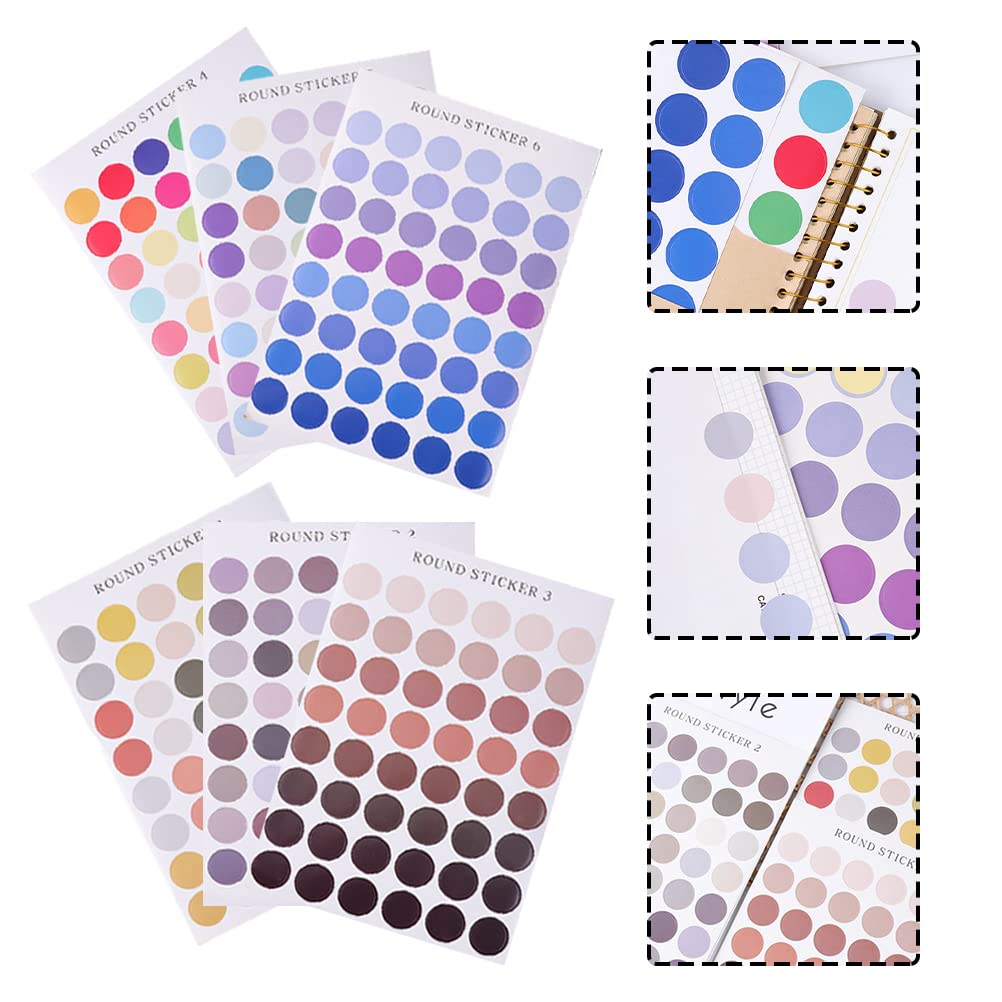 Cabilock 18 Sheets Morandi Color Round Handwritten Sticker Labels for Notebooks, Journals & Planners - Mixed Style Aesthetic Stationery for Bullet Journaling, Scrapbooking & Office Organization