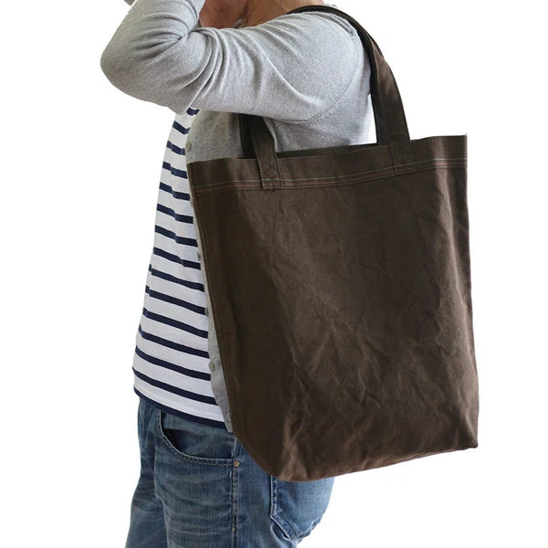 Kurashiki Hampu Selvedge Canvas Tote Bag - Autumn Leaves Red | Japanese Handmade Cotton Tote for Work, Travel & Shopping