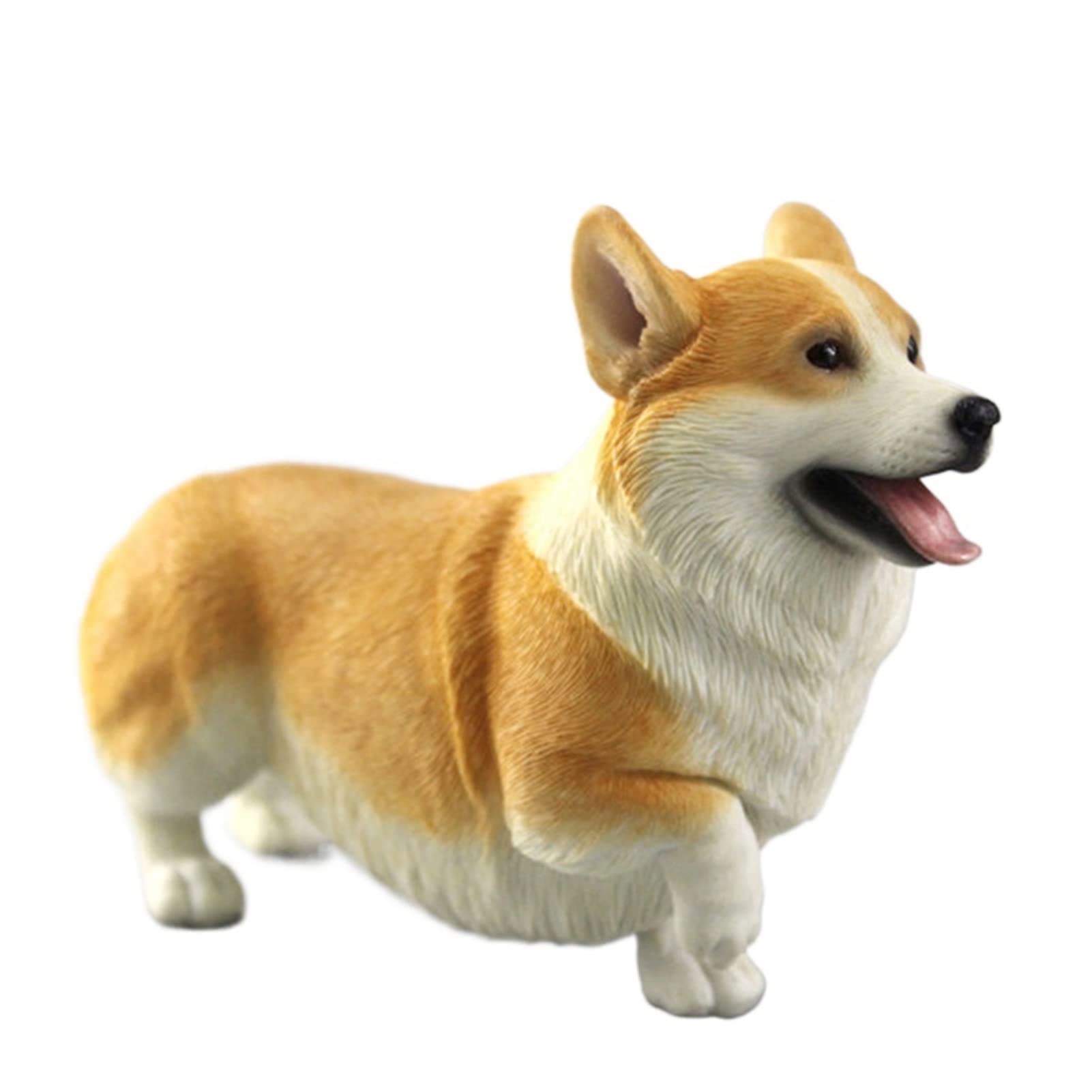 Realistic Welsh Corgi Pembroke Dog Resin Statue - Handcrafted Animal Figurine for Home & Office Decor, Pet Lover Gift, Jungle Themed Collection (Color A) | Perfect for Bookshelf Displays, Desk Accessories, and Nature-Inspired Interior Design