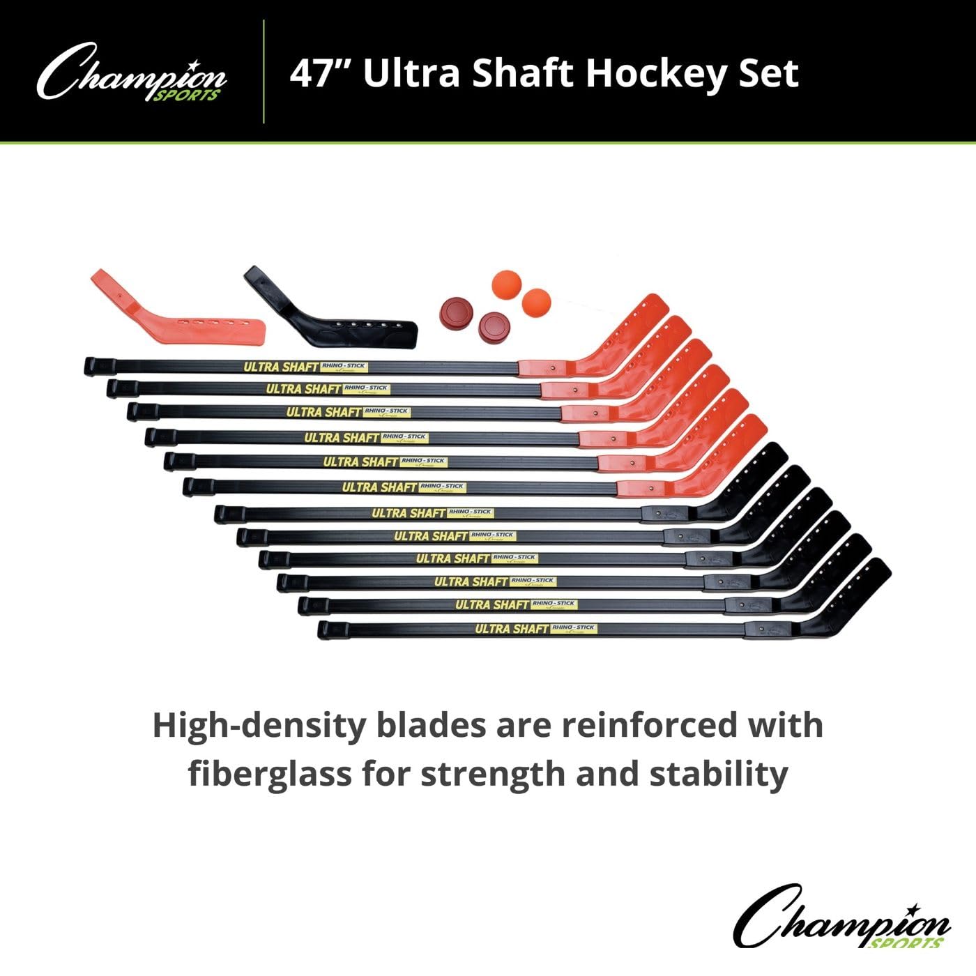 Champion Sports Ultra Shaft Hockey Set - Professional Ice Hockey Stick with Carbon Fiber Shaft for Youth & Adults - Perfect for Training, Games & Outdoor Play