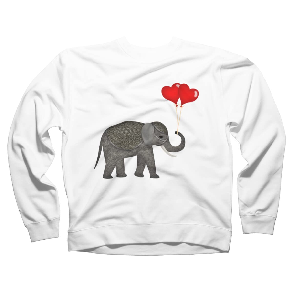 Design By Humans Unisex Elephant with Balloons Graphic Sweatshirt by AllieMacBean | Soft Cotton Pullover Hoodie for Men & Women | Perfect for Casual Wear, Gifts, and Animal Lovers