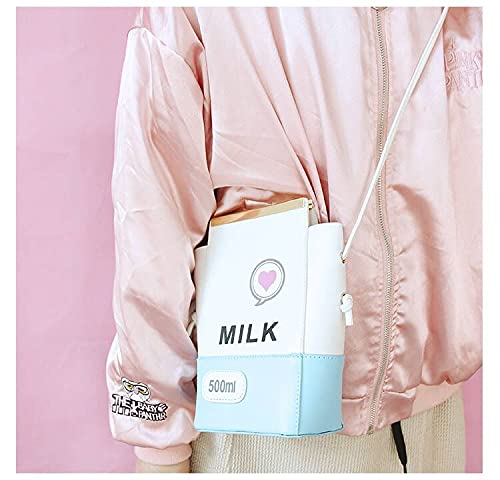 Kawaii Strawberry Milk Carton Crossbody Bag - Cute Japanese Style Shoulder Purse for Women, Phone Wallet & Essentials - Perfect for School, Travel & Cosplay