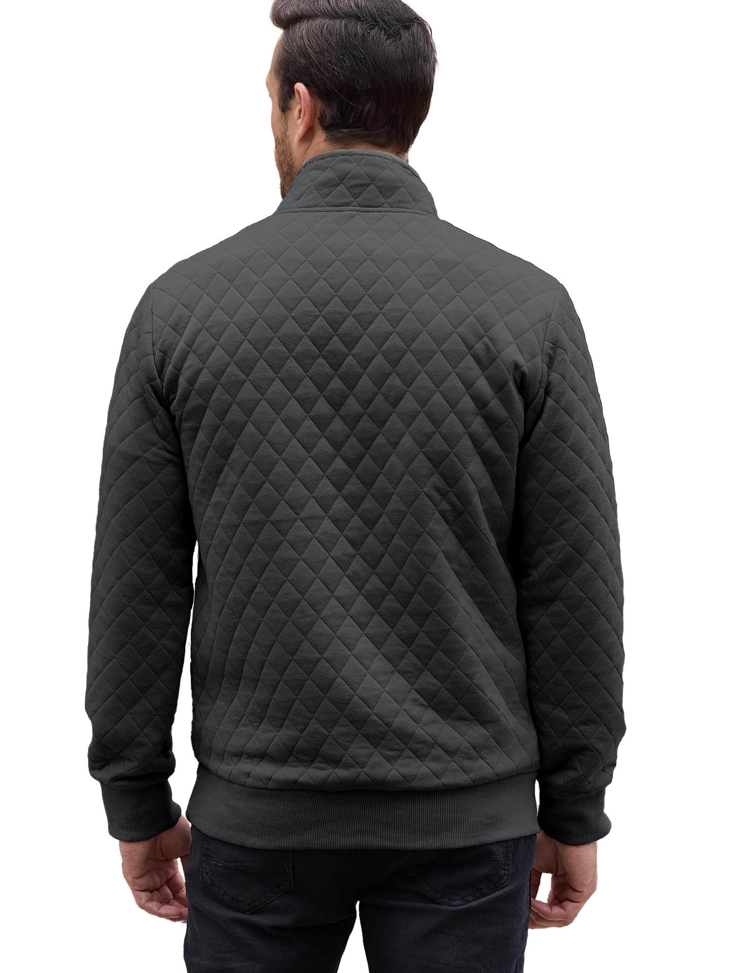 PLEPAN Men's Quilted Sweatshirt - Long Sleeve Casual Stand Collar 1/4 Zip Pullover for Men | Warm Winter Layering & Outdoor Activities