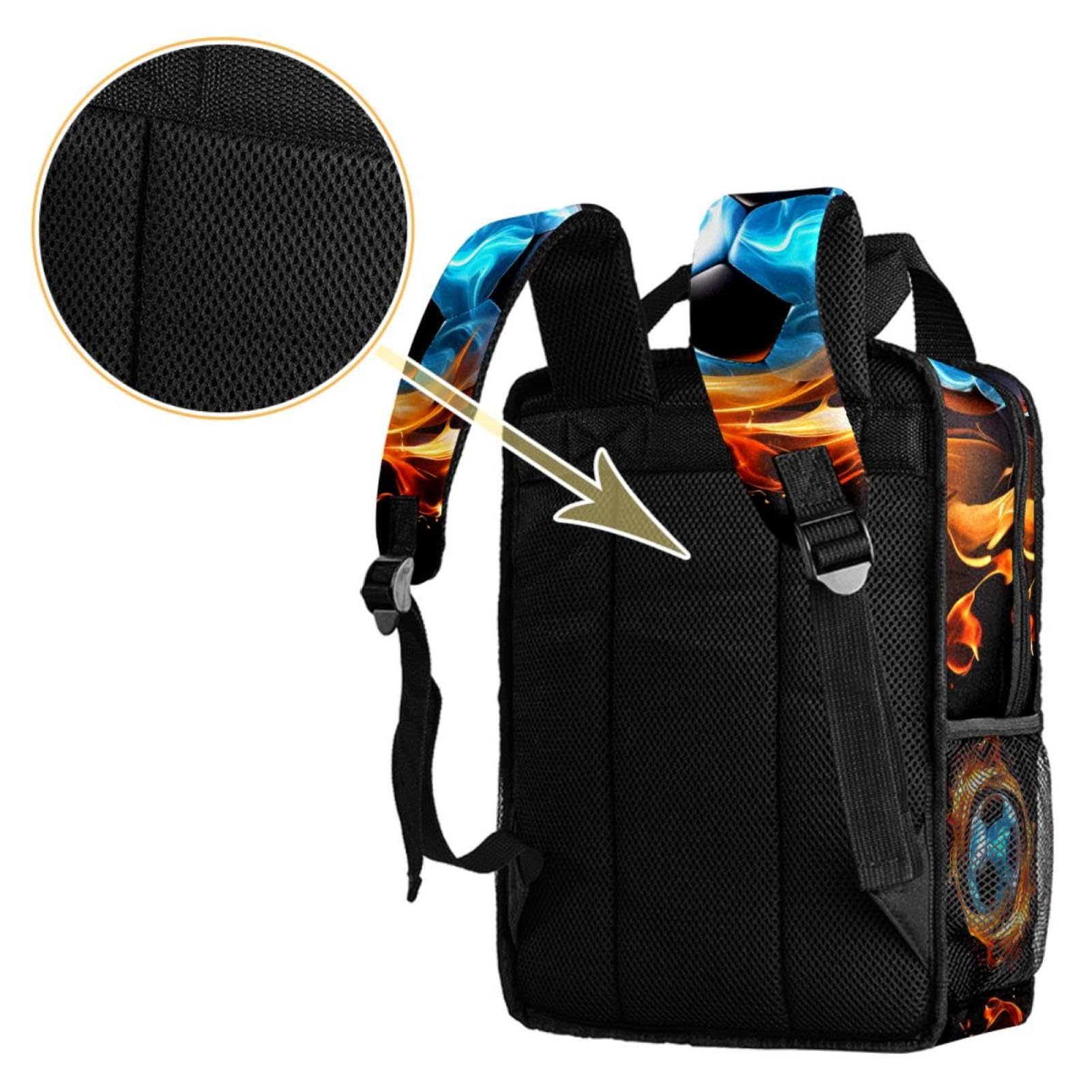 Best Travel Backpack for Men & Women - Lightweight Durable Hiking Backpack with Flaming Football Design - Perfect for Outdoor Adventures, Gym, Work & School