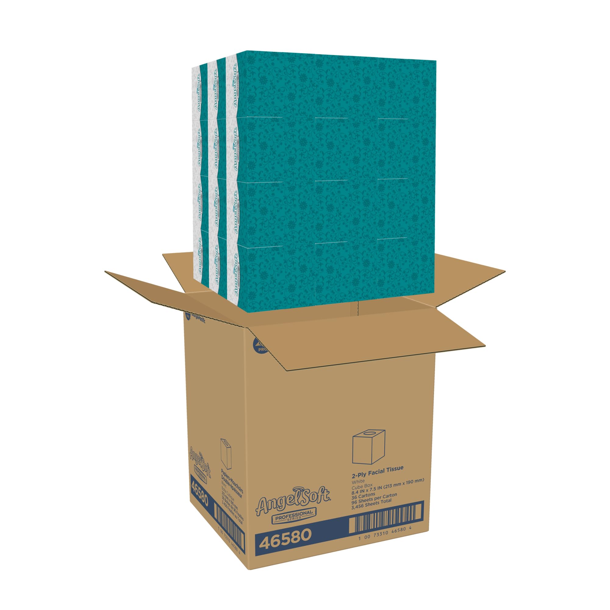 Georgia-Pacific Angel Soft Professional Series 2-Ply Facial Tissues, Cube Box (96 Sheets per Box, 36 Boxes) - Ultra Soft for Home, Office & Travel Use