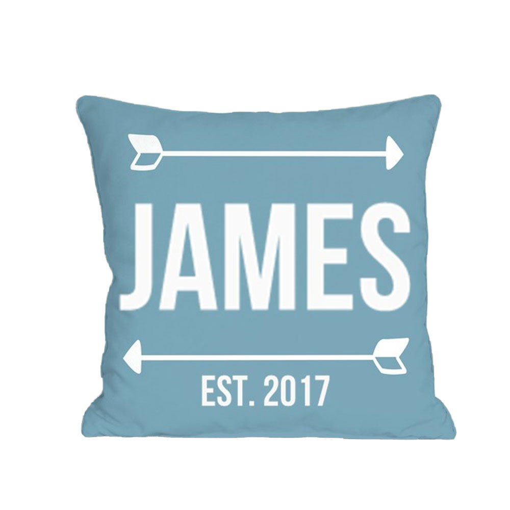 Personalized Baby Boy Arrow Throw Pillow - Custom Blue Nursery Decor for Newborns & Infants | Perfect for Cribs, Rocking Chairs & Baby Showers