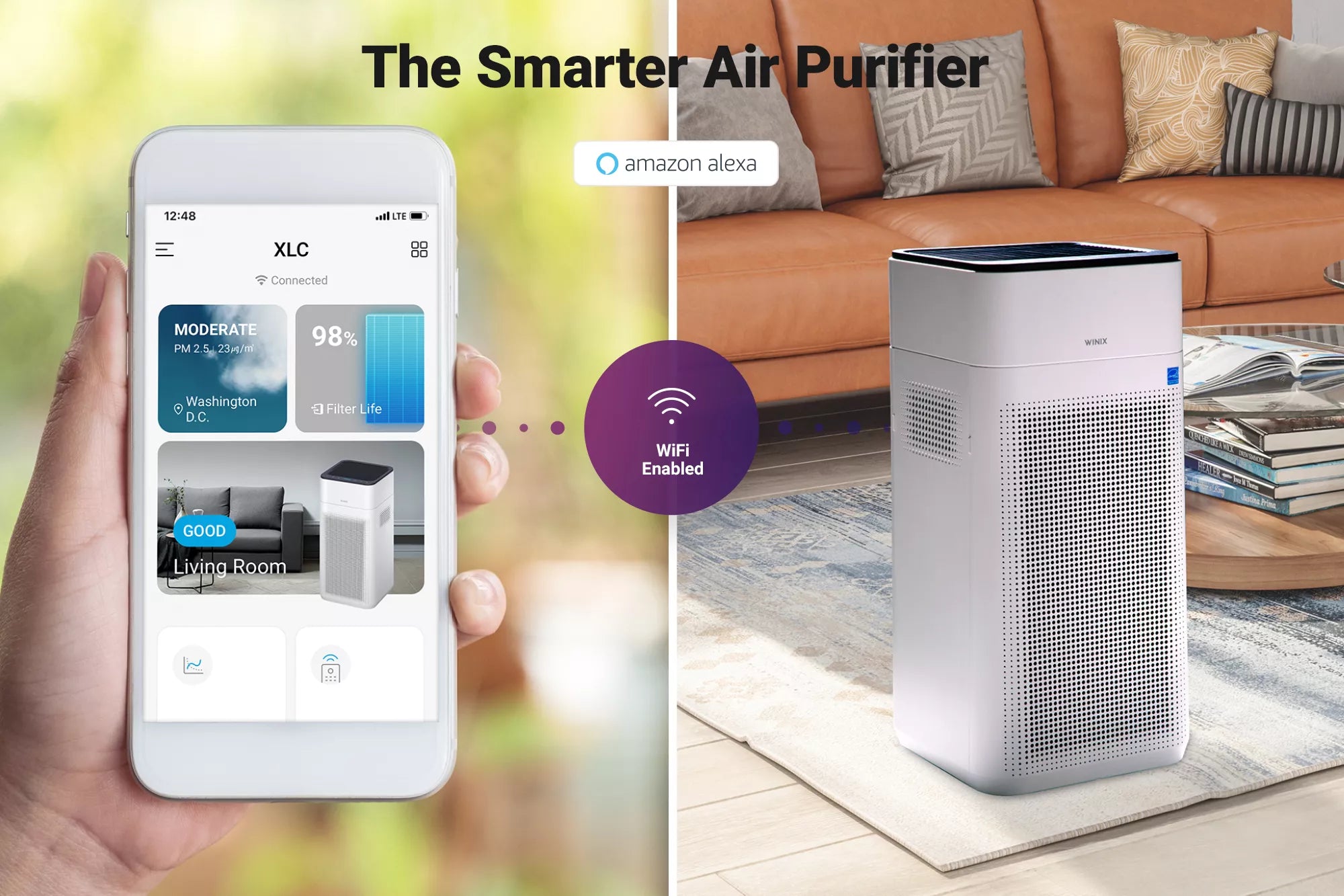 Winix XLC Dual 4 Stage True HEPA Air Purifier with WiFi & PlasmaWave® Technology - Remove Dust, Pollen & Odors for Home, Office & Bedroom Use