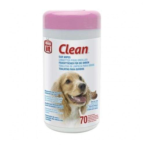 Dogit Clean Ear Wipes for Dogs - 70 Unscented Pet Ear Cleaning Wipes | Gentle & Safe for Regular Ear Care & Hygiene | Perfect for Puppies & Adult Dogs