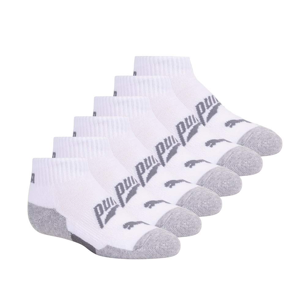 PUMA Boys 6 Pack Quarter Crew Socks - Athletic Cotton Socks for Kids - Perfect for School, Sports & Everyday Wear