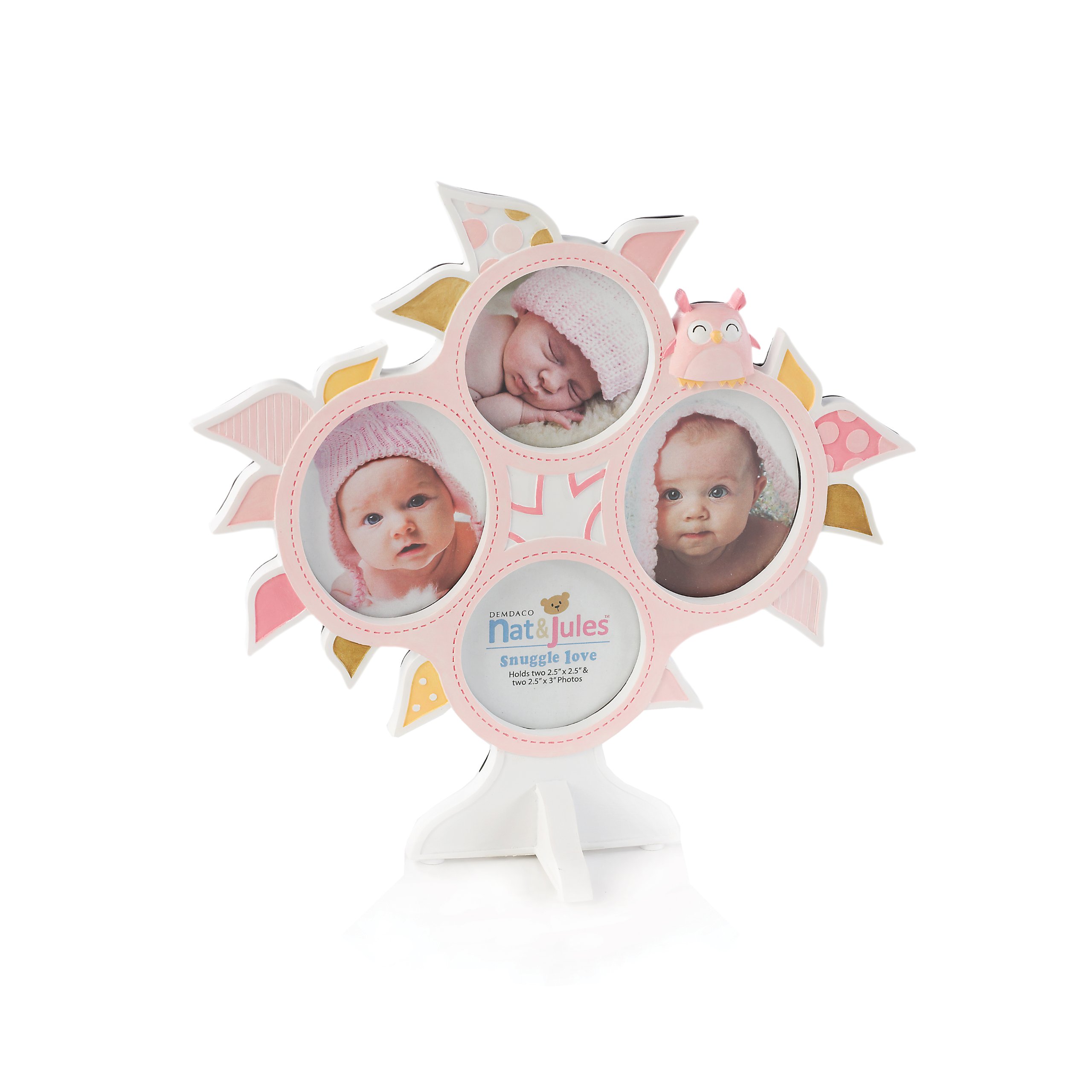 Pink Olla Owl Collage Frame - Multi-Opening Photo Display for Wall Decor, Nursery, Bedroom & Living Room