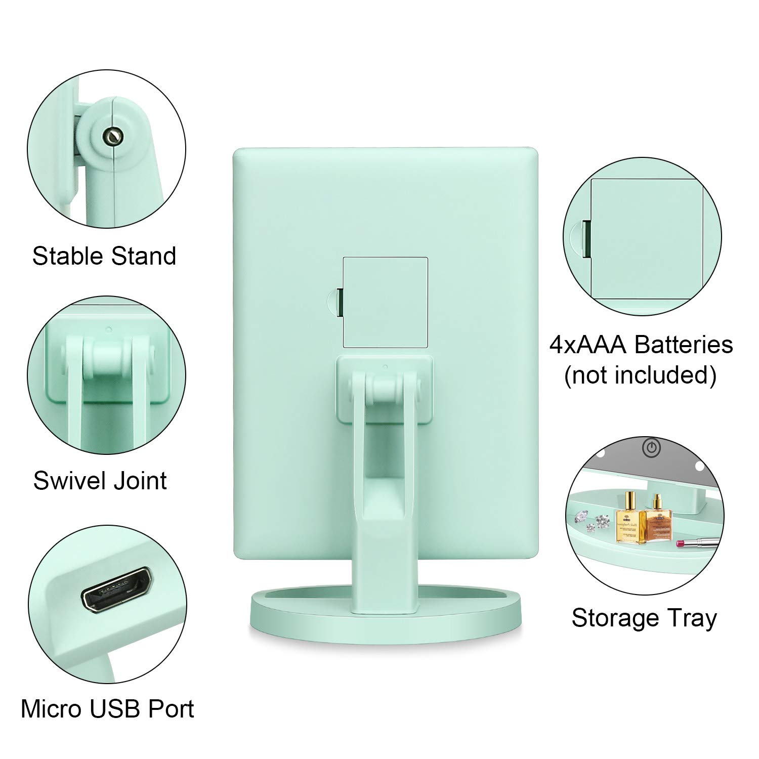 Tri-Fold LED Vanity Mirror - 21 Lights, 3X Magnification, Touch Control for Home & Travel Makeup