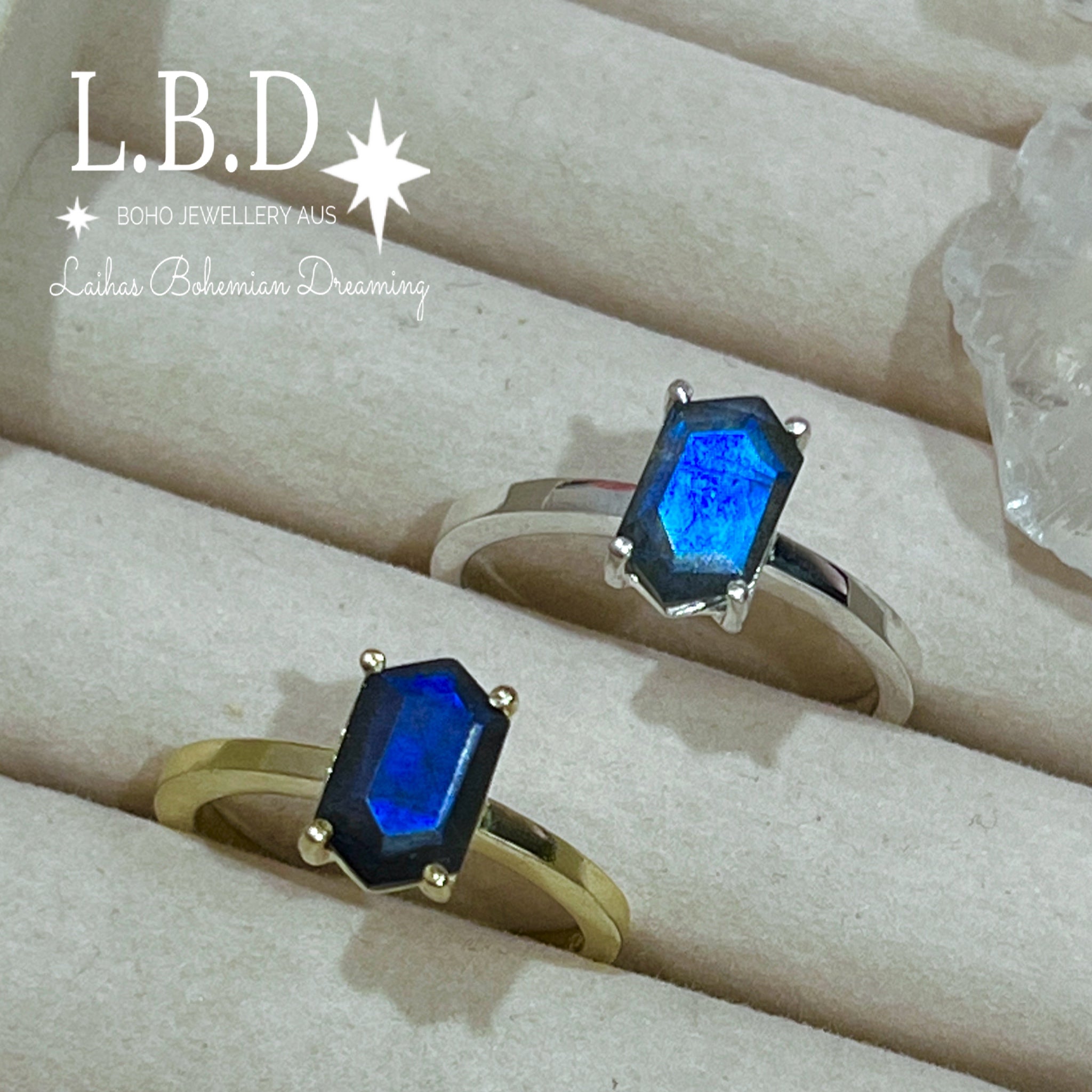 Laihas Gold Mini Hex Crystal Labradorite Ring for Women – Elegant Labradorite Jewelry for Everyday Wear, Gift Giving & Special Occasions